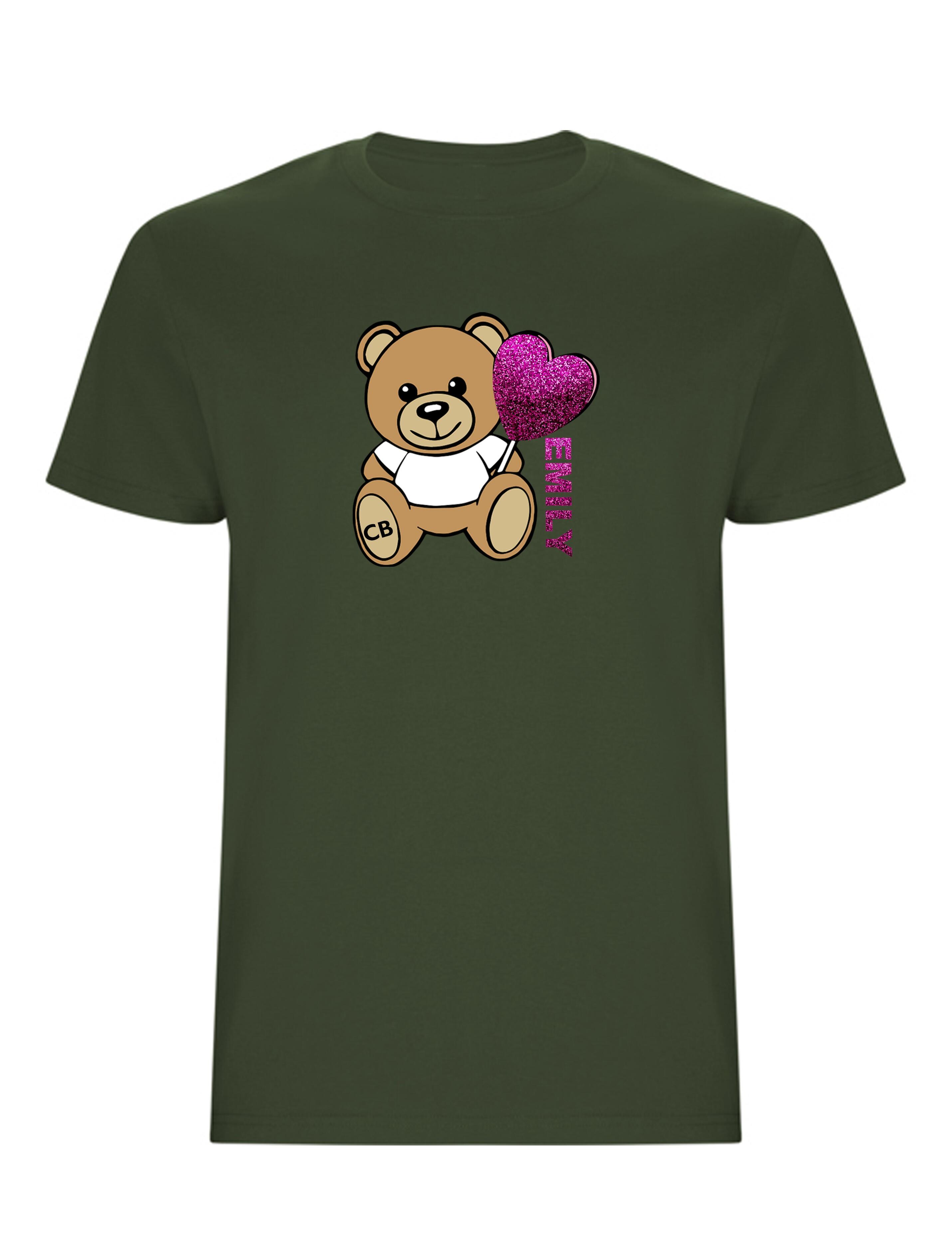 Custom Kids Bear T-Shirt Olive