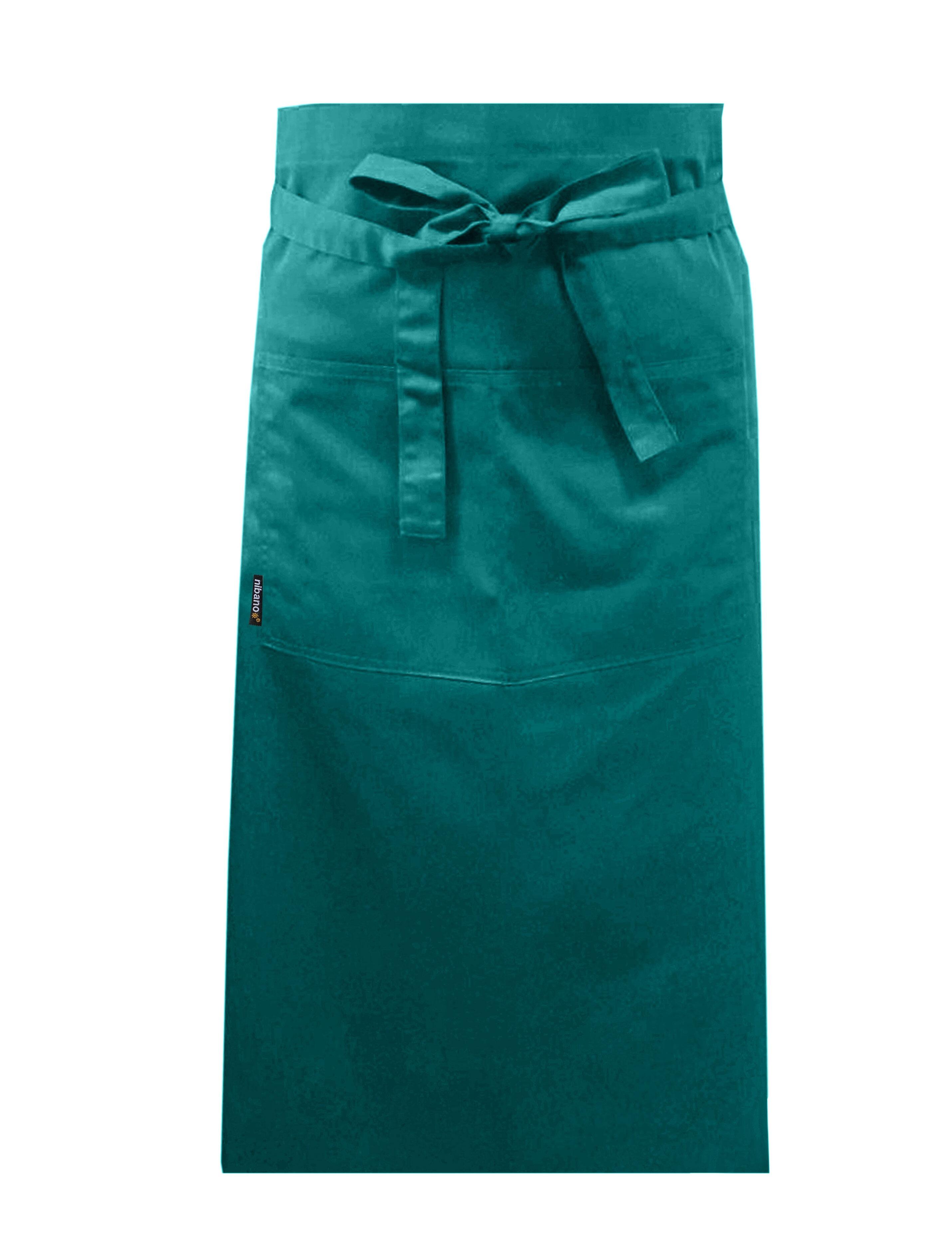 Nibano Long Waist Apron with pockets Teal