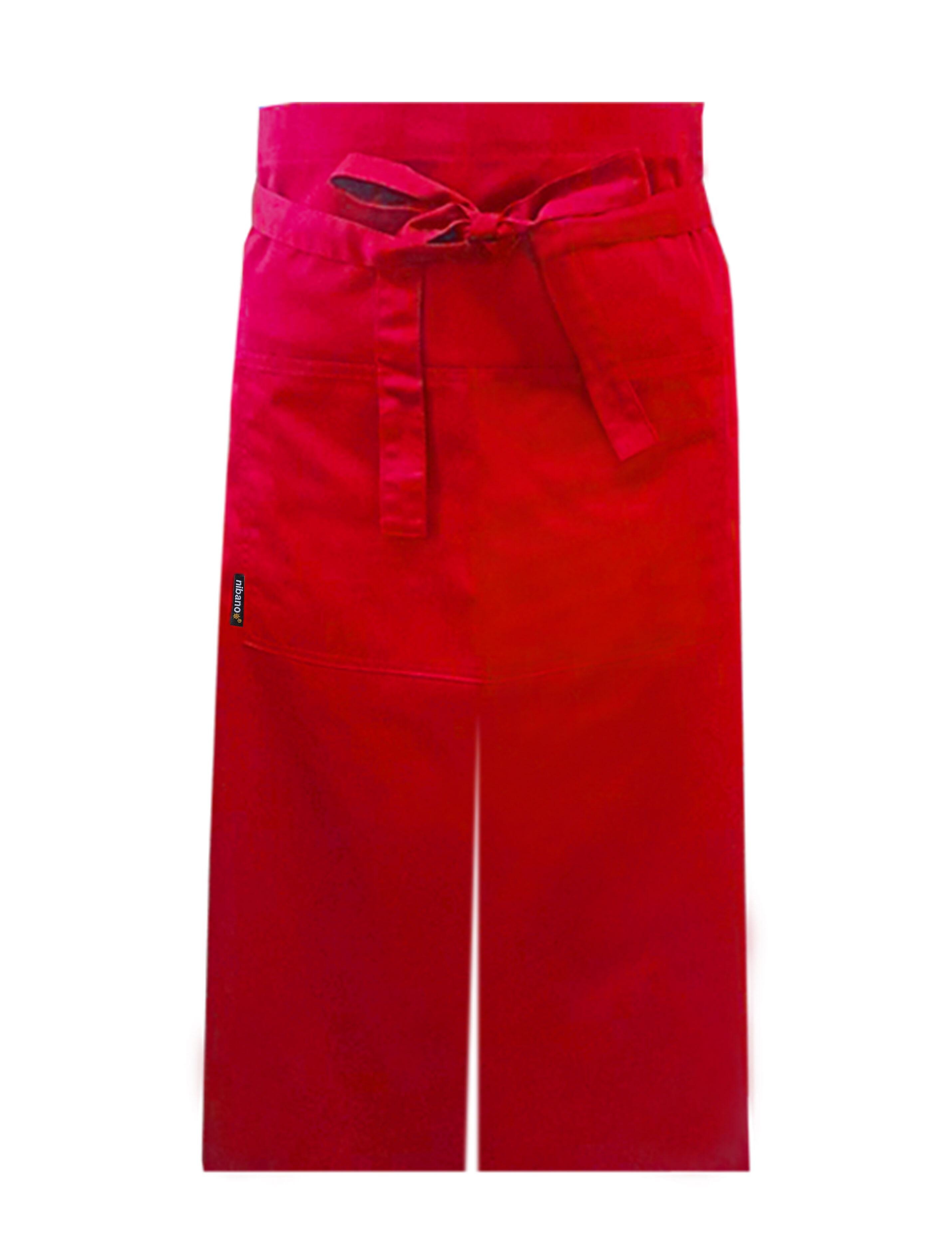 Nibano long waist apron with split red