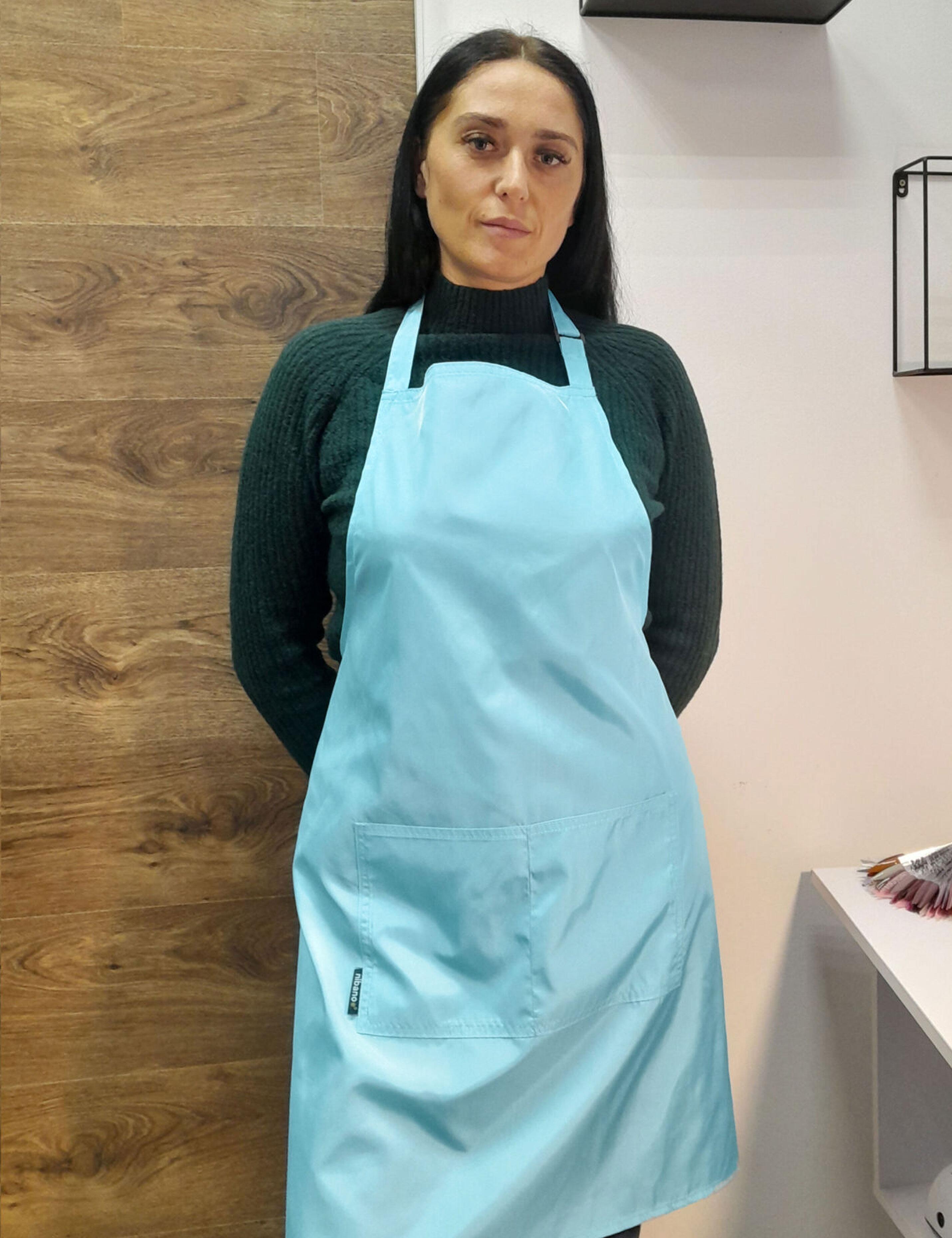Salon apron aqua blue waterproof