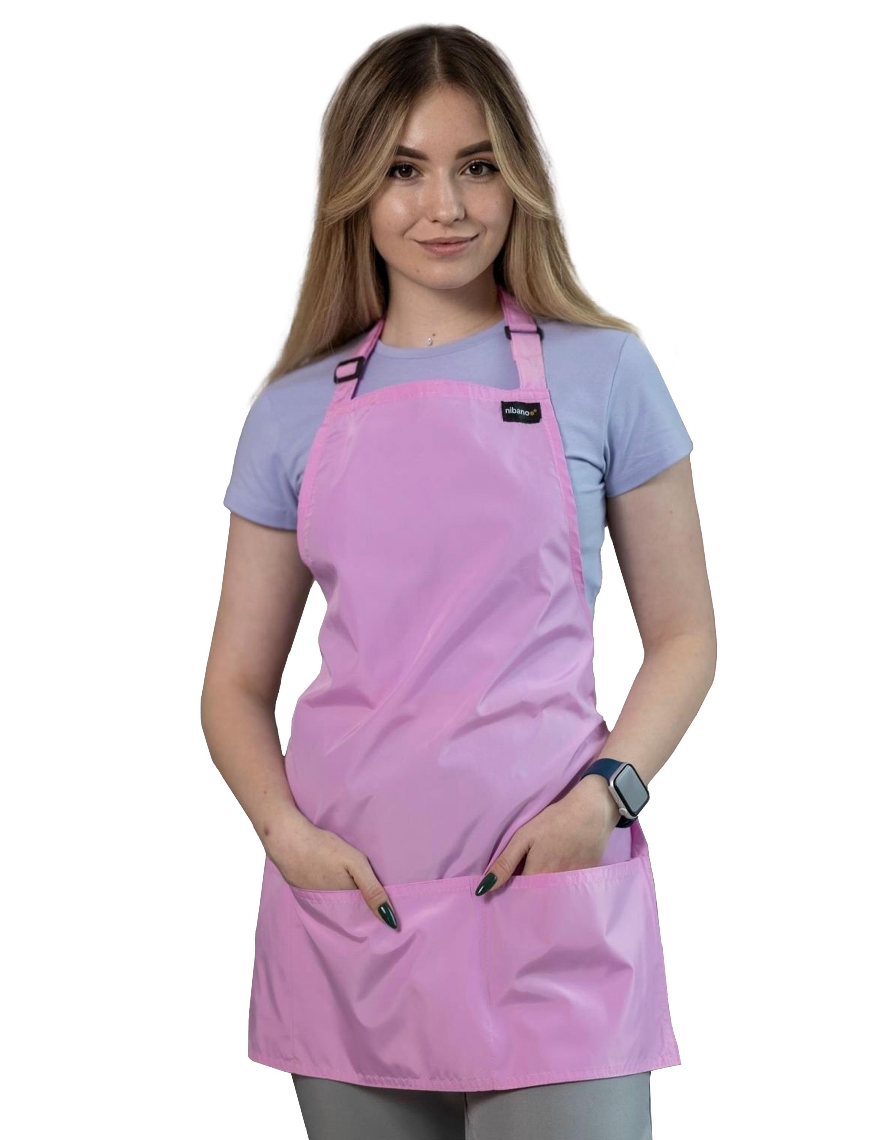 Nibano waterproof short hair and beauty salon apron pink