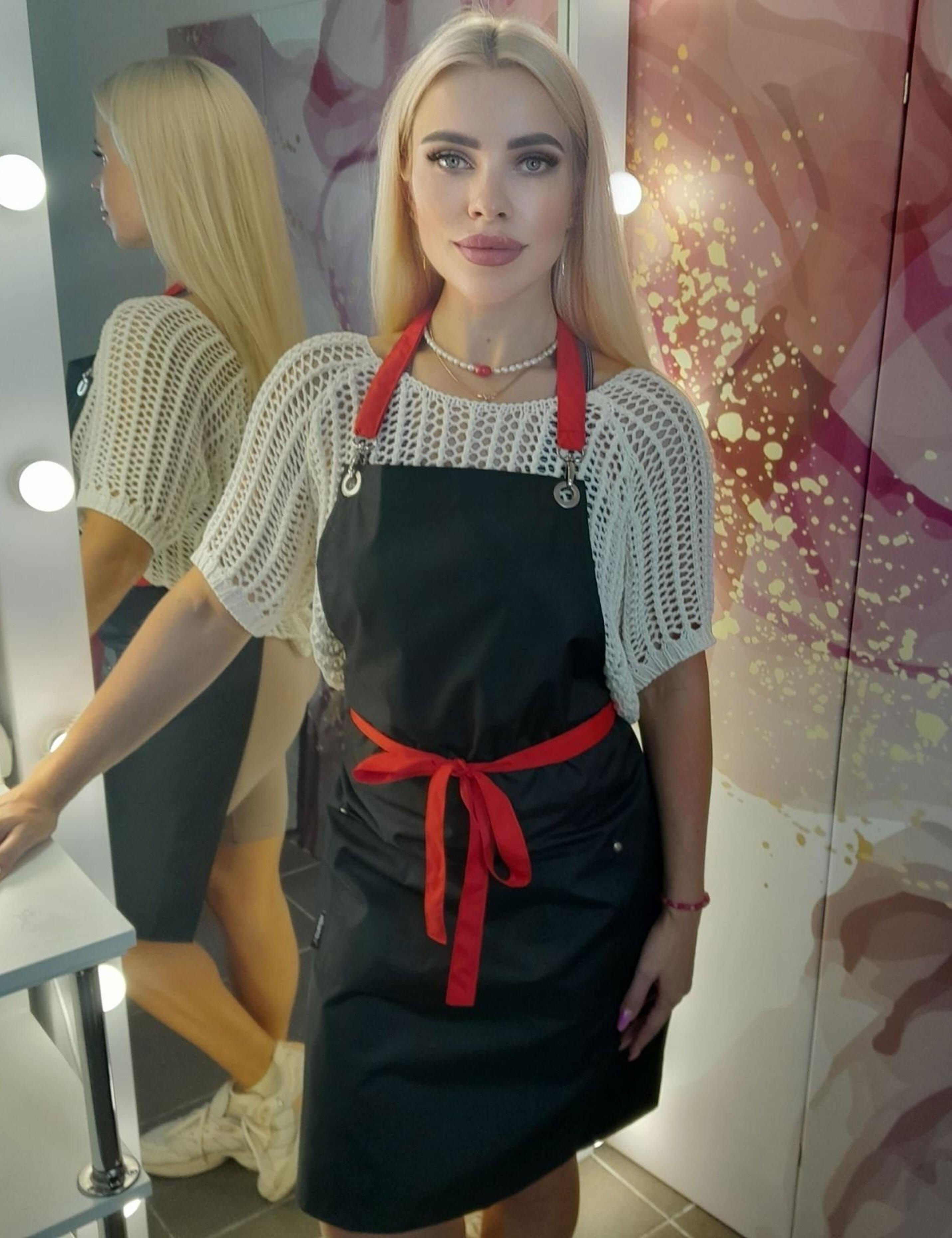 Black bi-colour apron for hairdressers