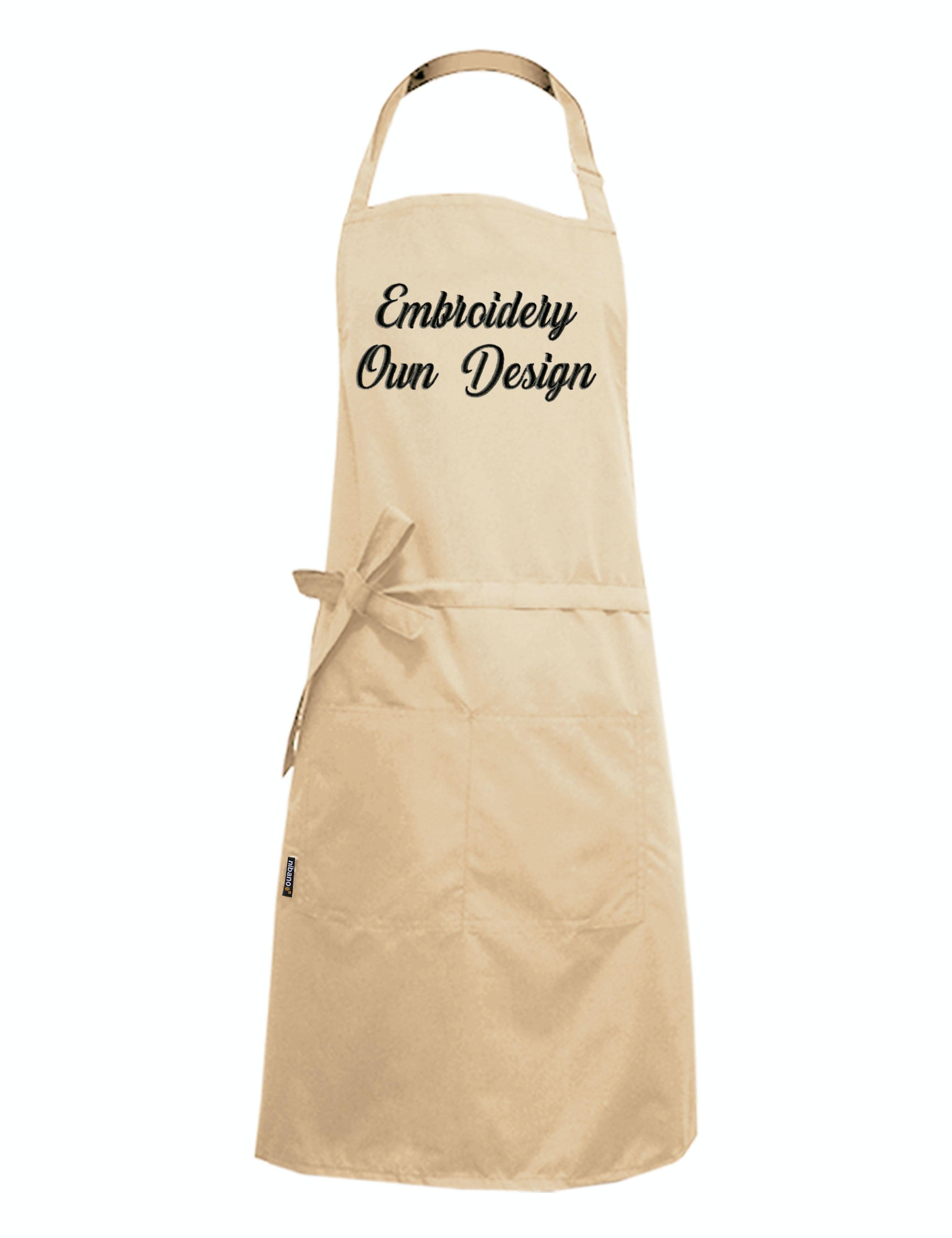 Nibano embroidered cream waterproof grooming and hair salon apron plus size