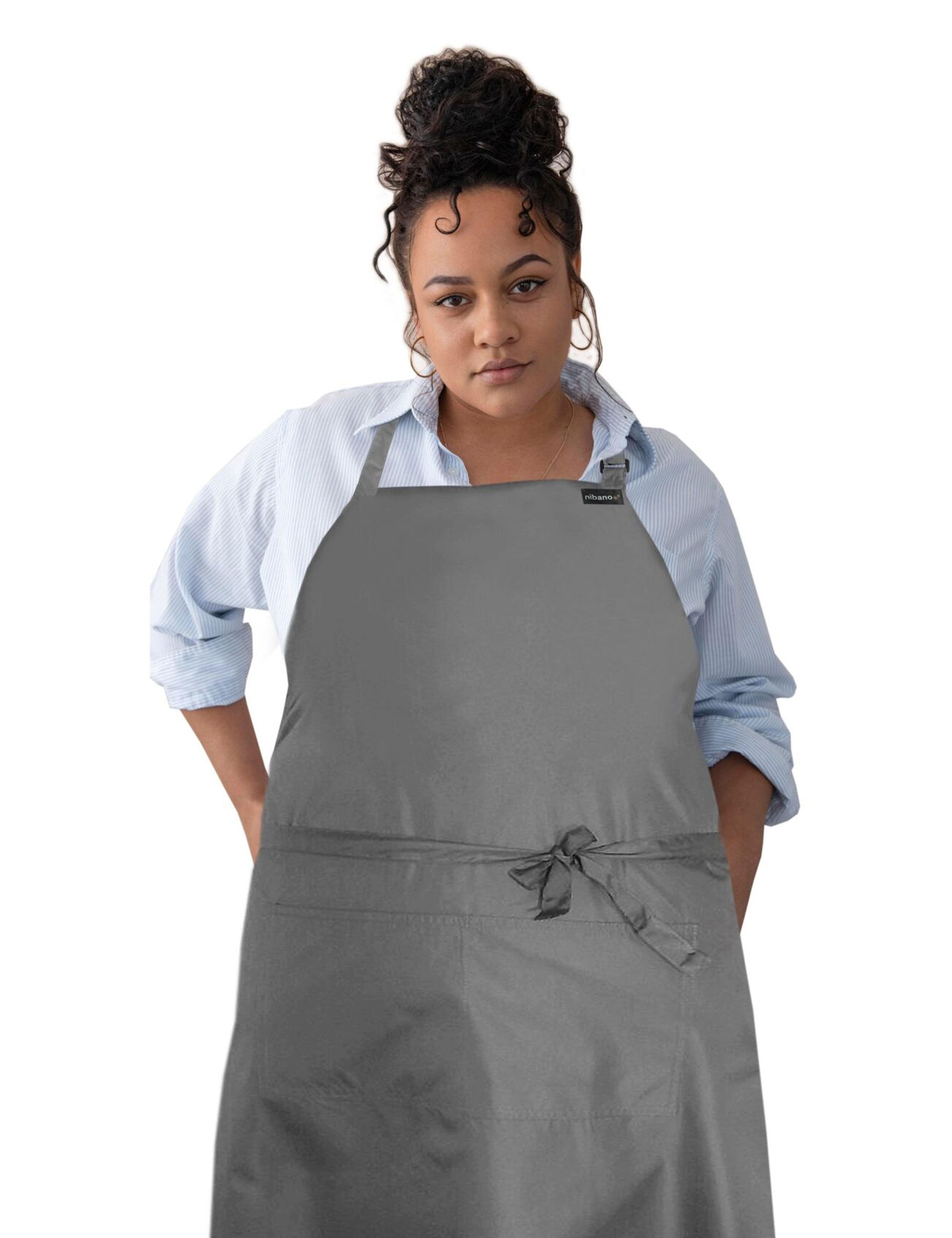 Grey latte waterproof apron plus size with adjustable fit