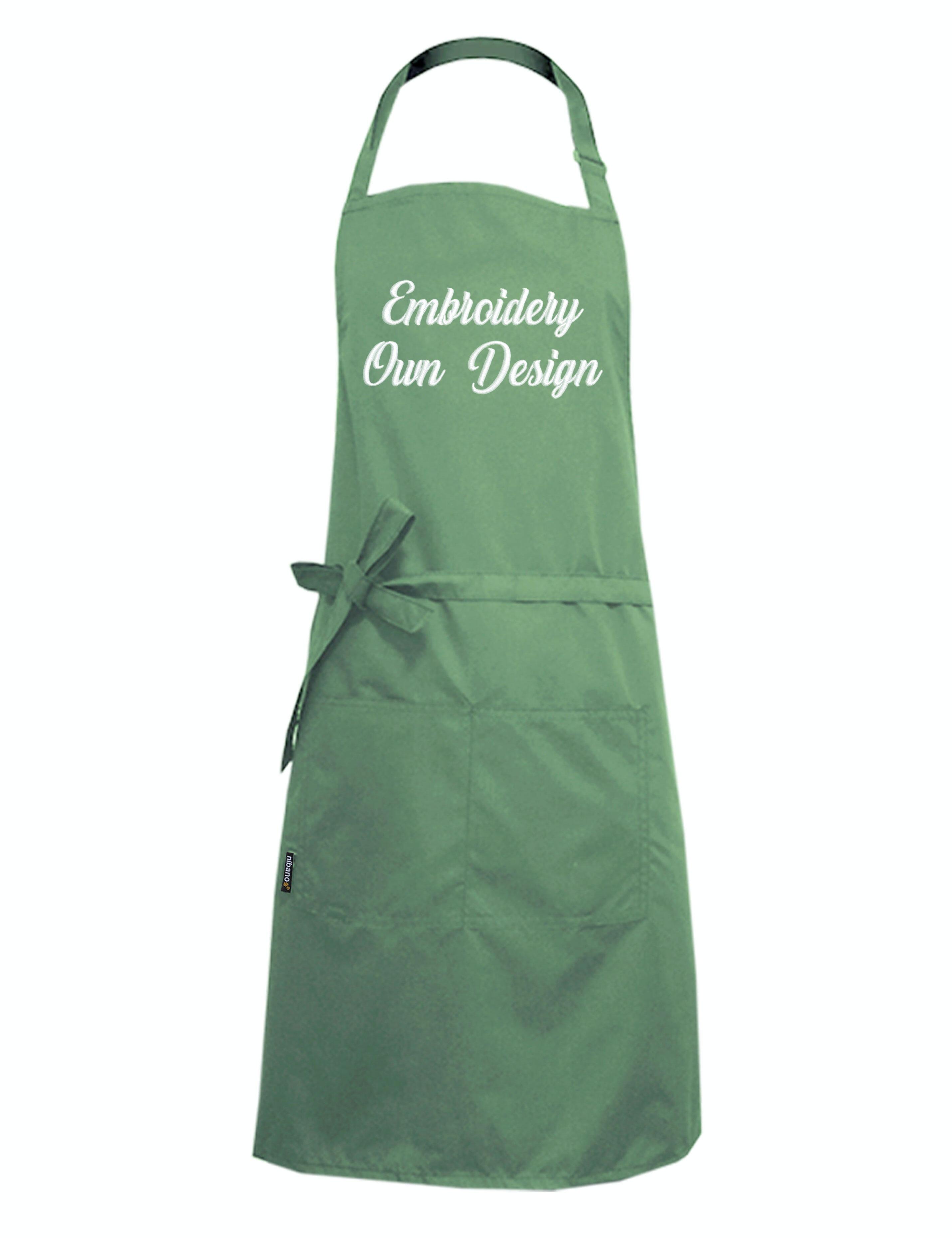 Nibano embroidered olive waterproof grooming and hair salon apron plus size