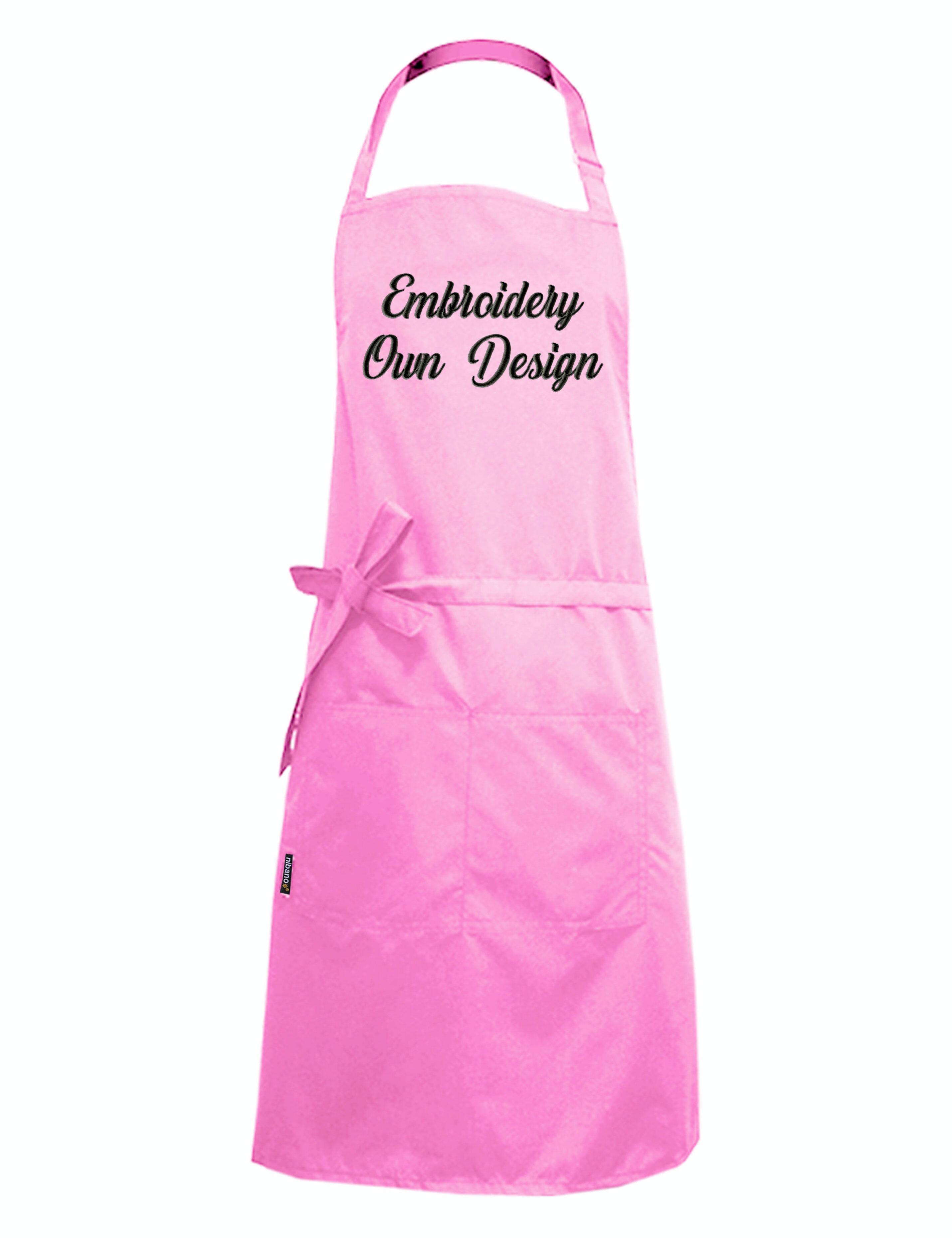 Nibano embroidered pink barbie waterproof grooming and hair salon apron plus size