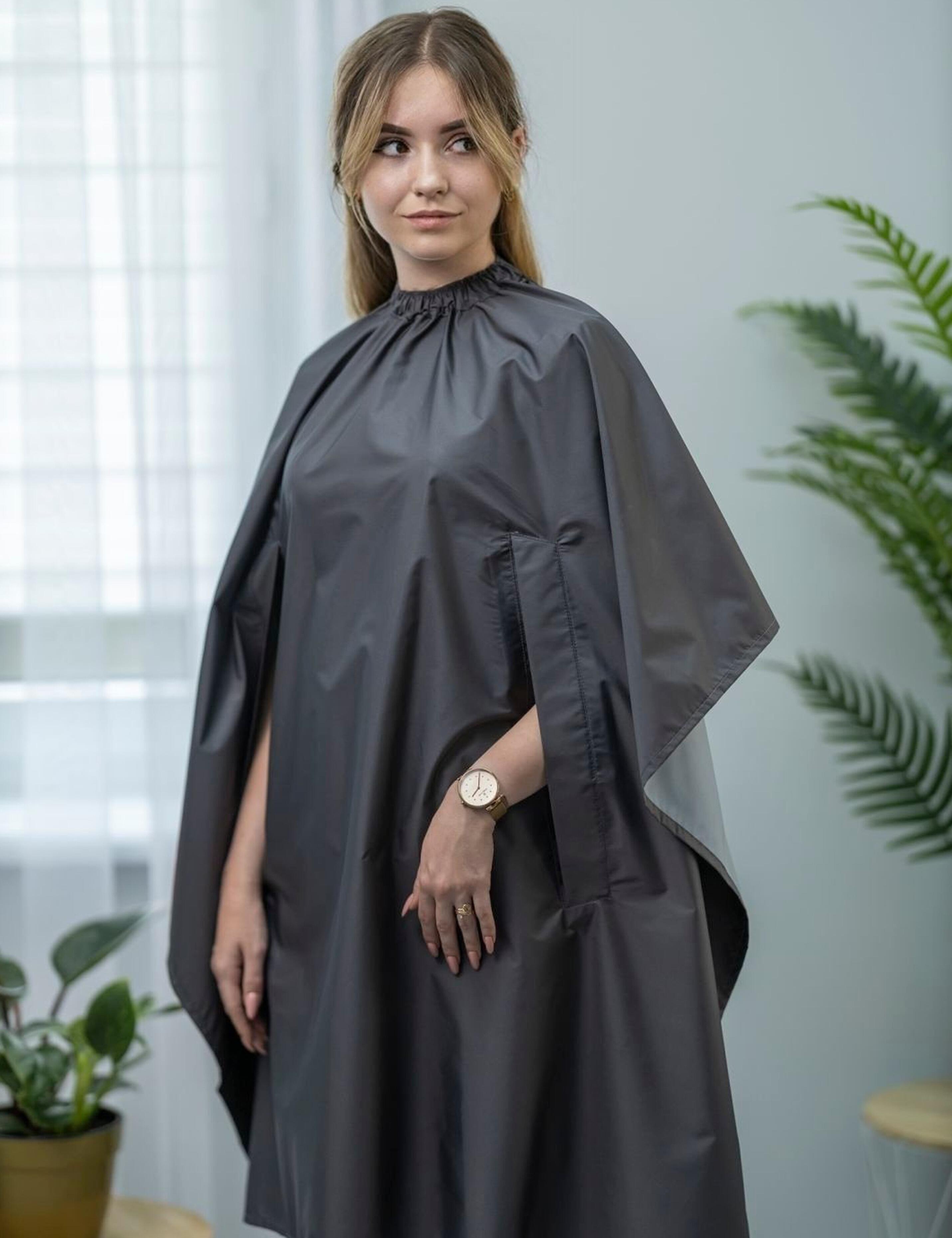 Hair salon gown with hand slits dark grey for hairdressers