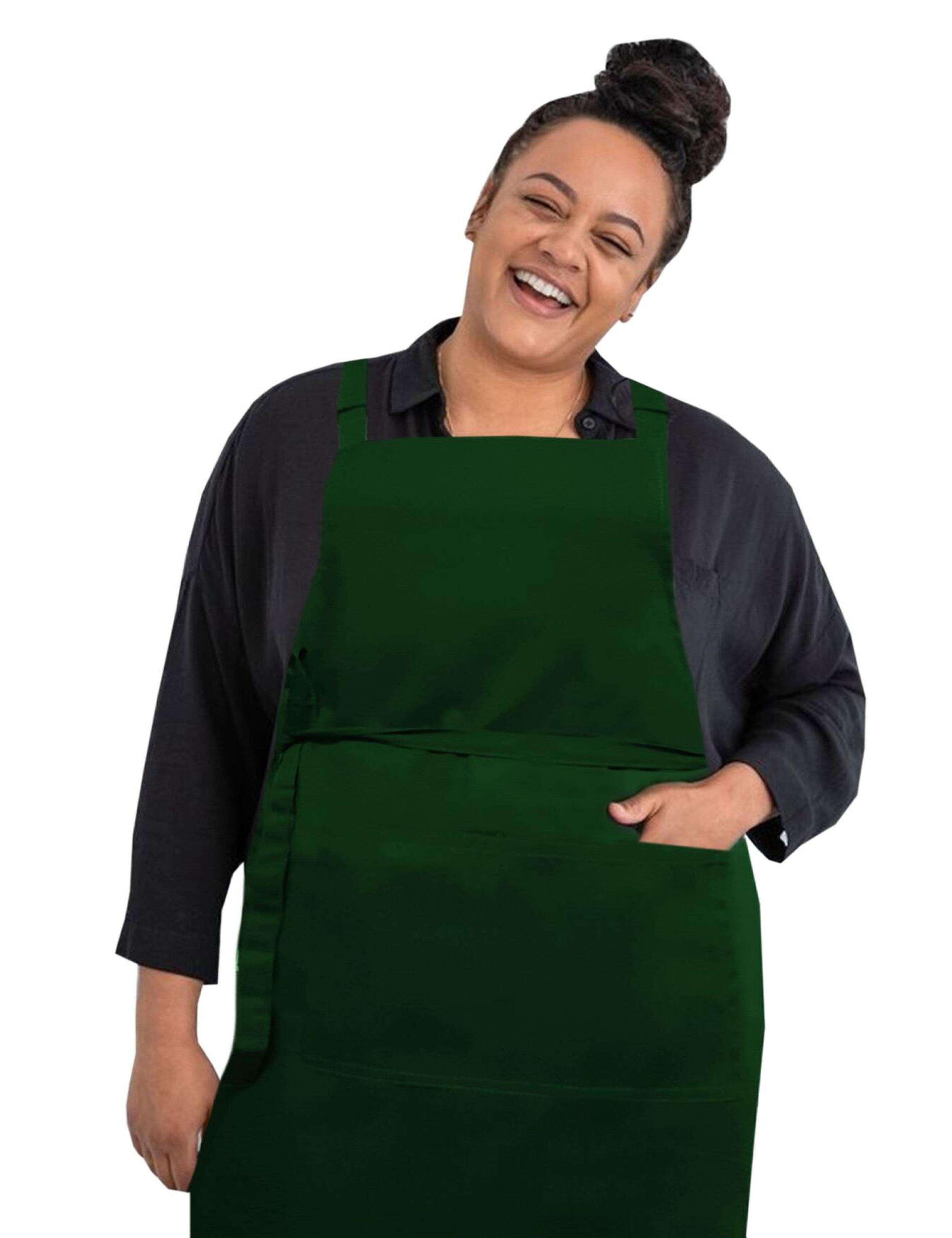 Adjustable plus size Bottle Green apron suitable for kitchen or salon work