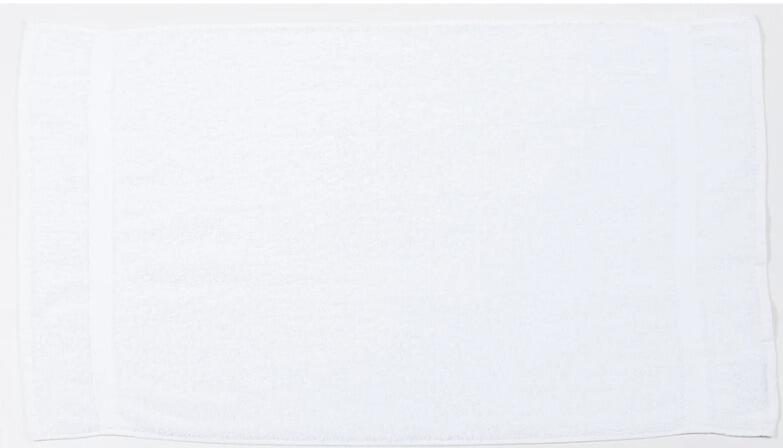 Custom embroidered white hand towel with personalised logo or name made in Greenock UK