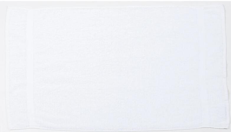Personalised white large bath sheet with custom embroidery handled in-house at our Greenock showroom.