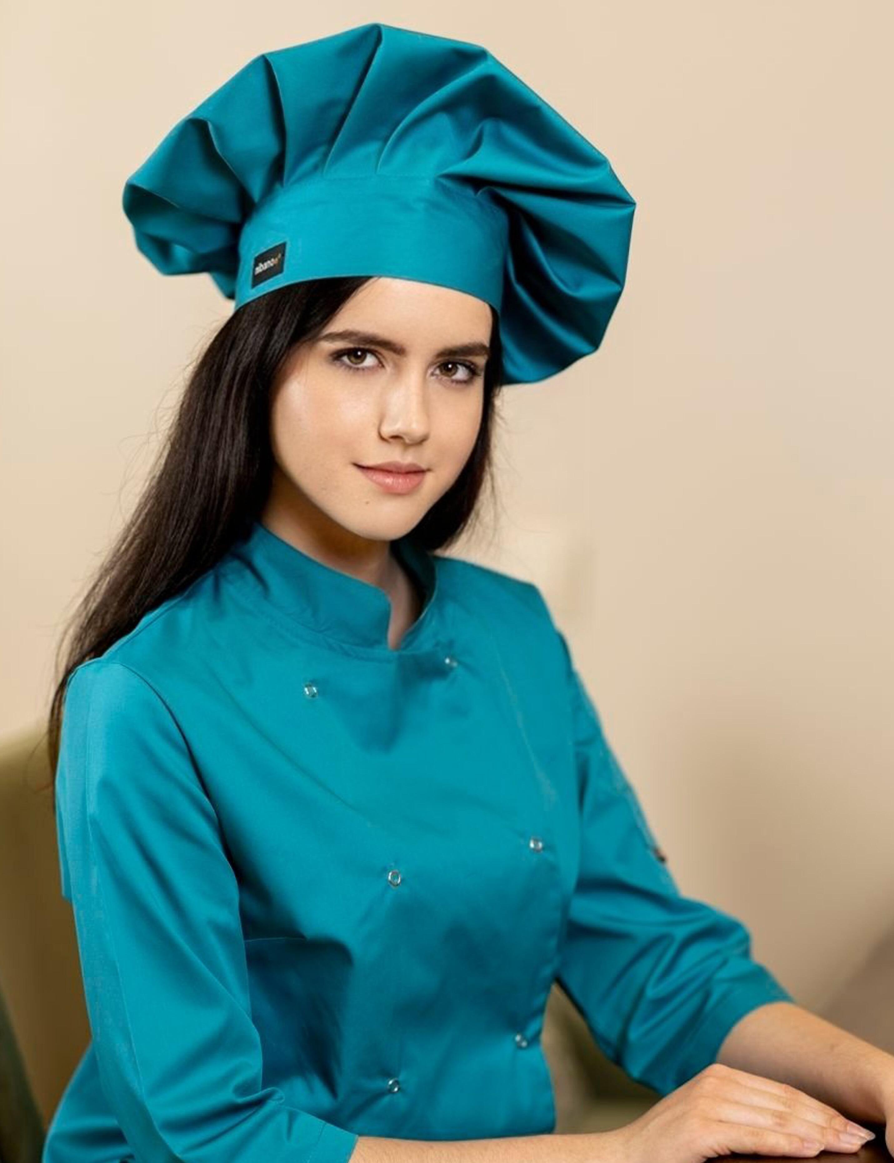 Plain teal chef’s hat suitable for embroidery or print