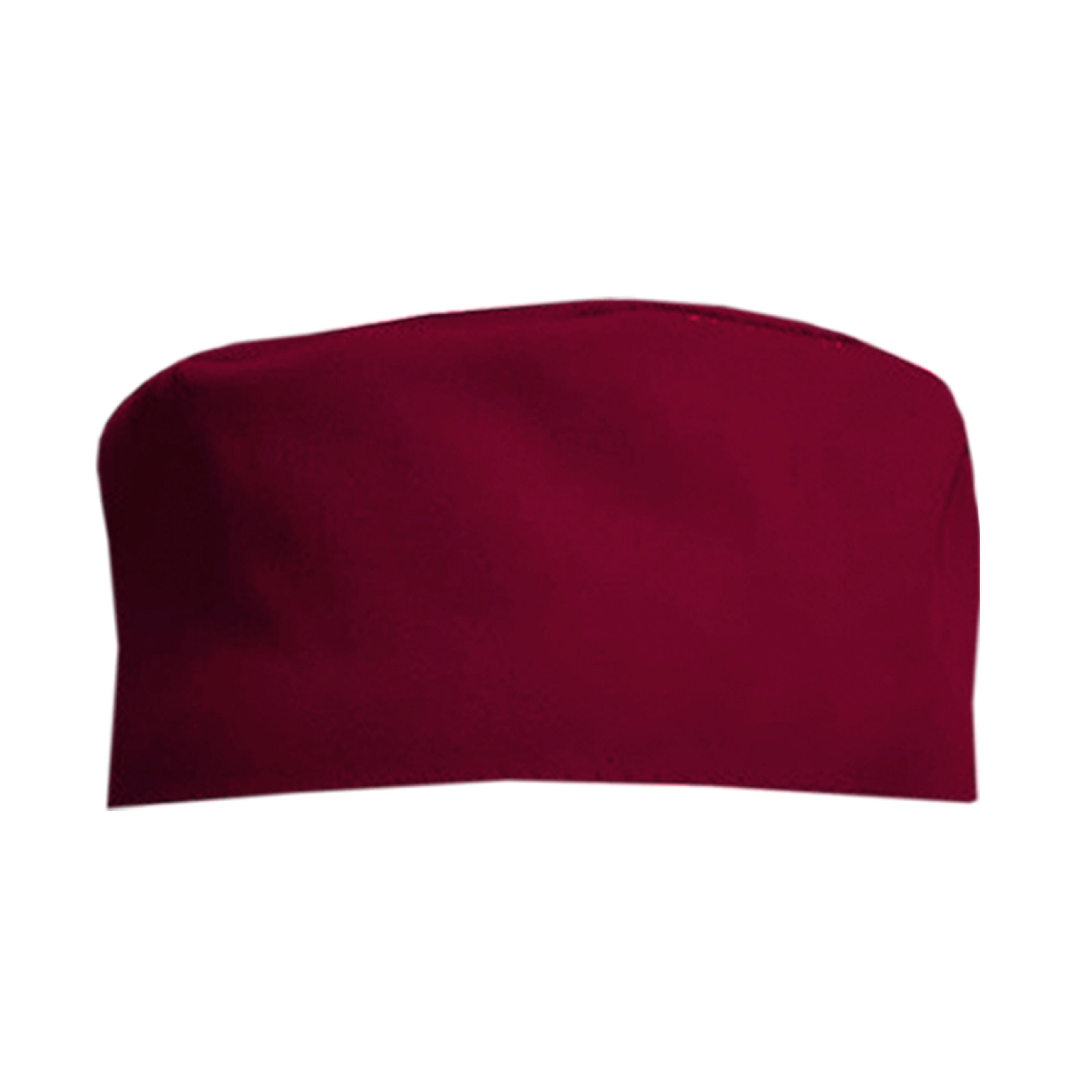 High quality burgundy chef skull cap for professional kitchens