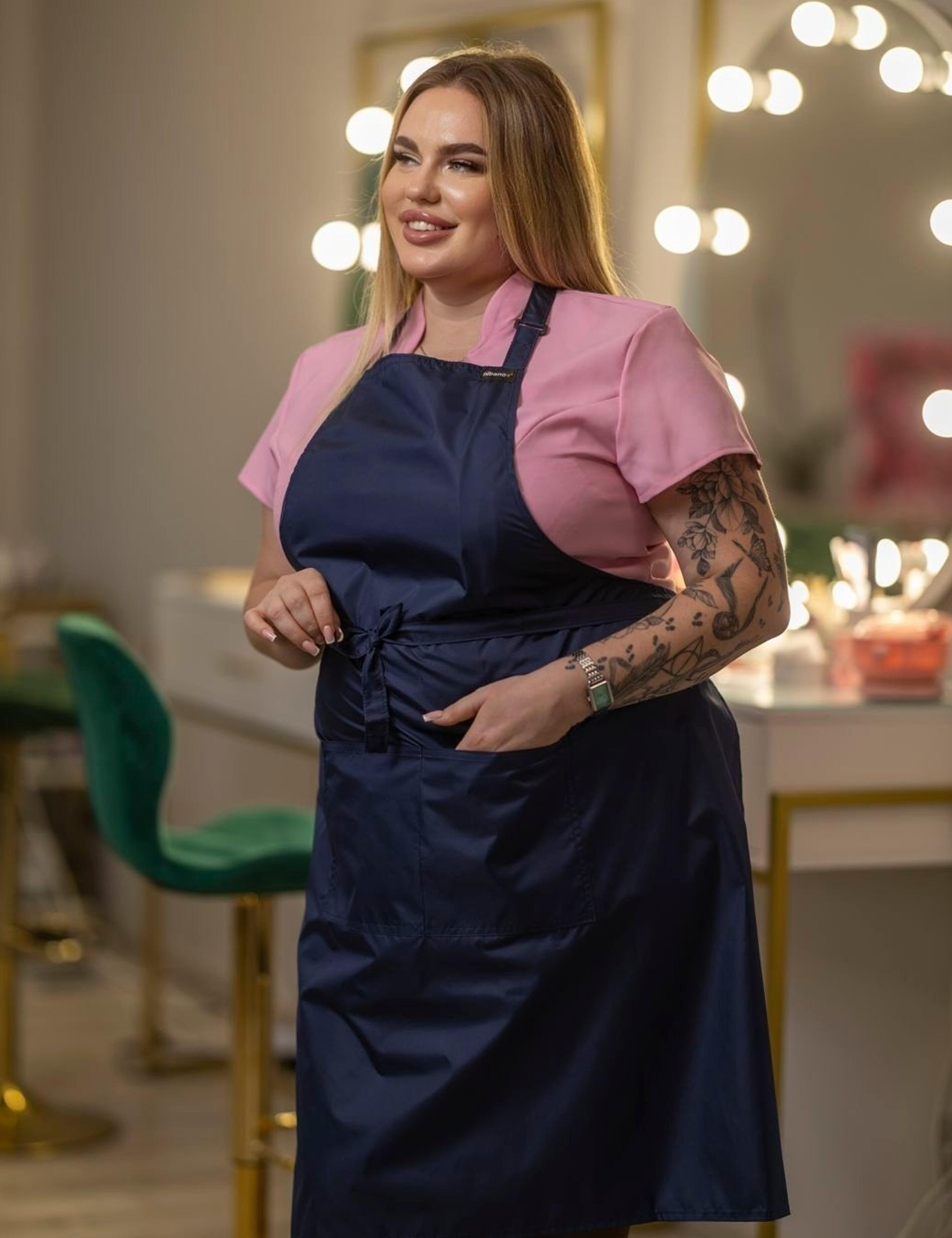 Durable navy waterproof apron for beauty and catering staff
