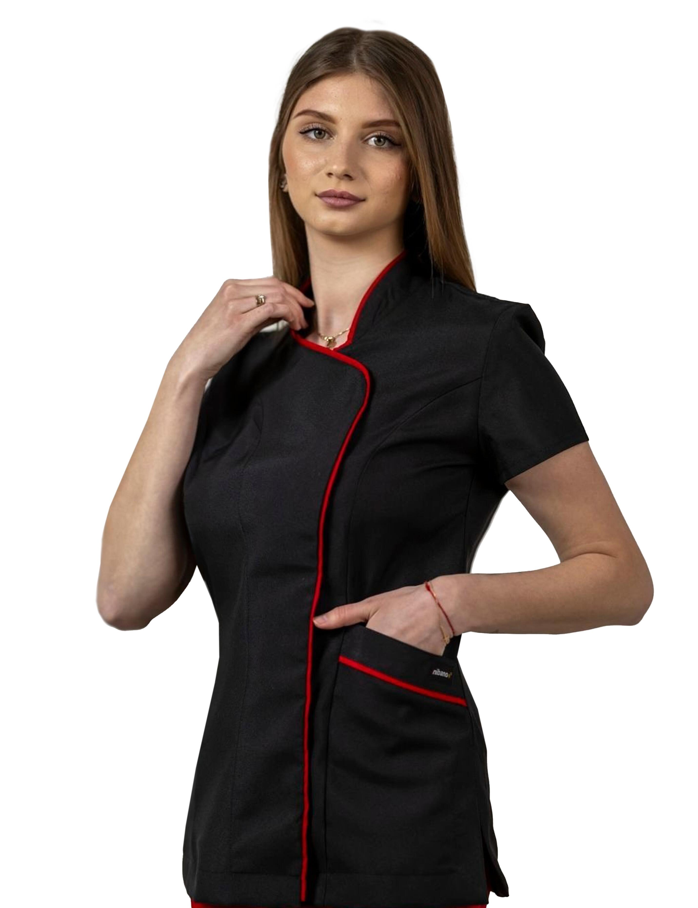 Black Red Bi-Colour Essential Beauty Tunic Women’s Fit Back View