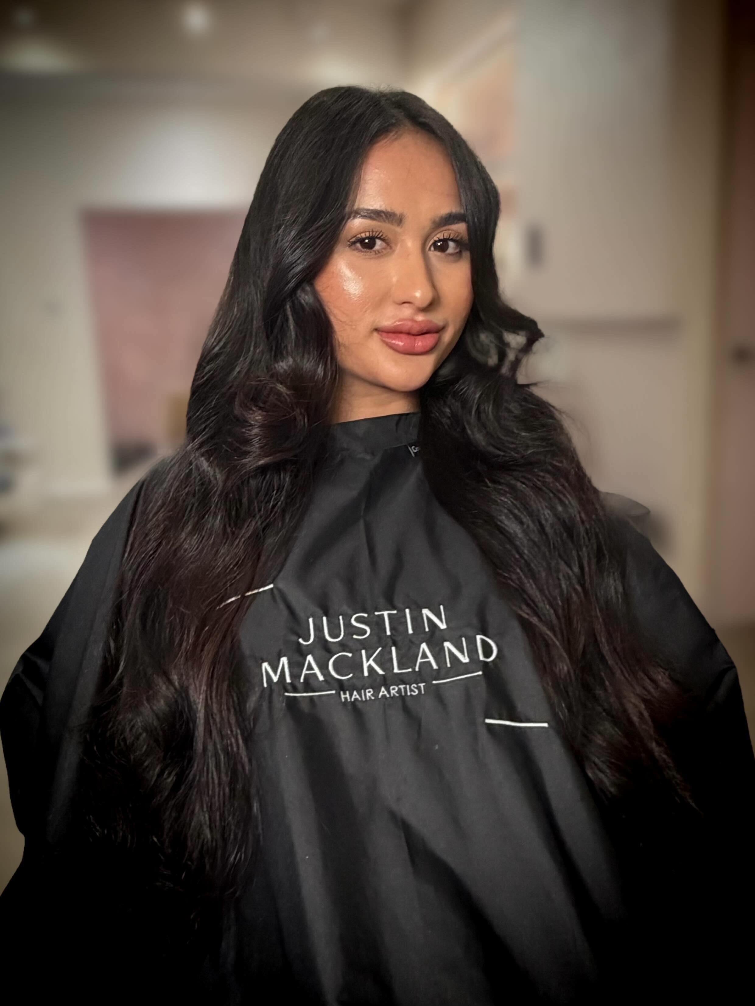Embroidered Black hairdressing cape for salons