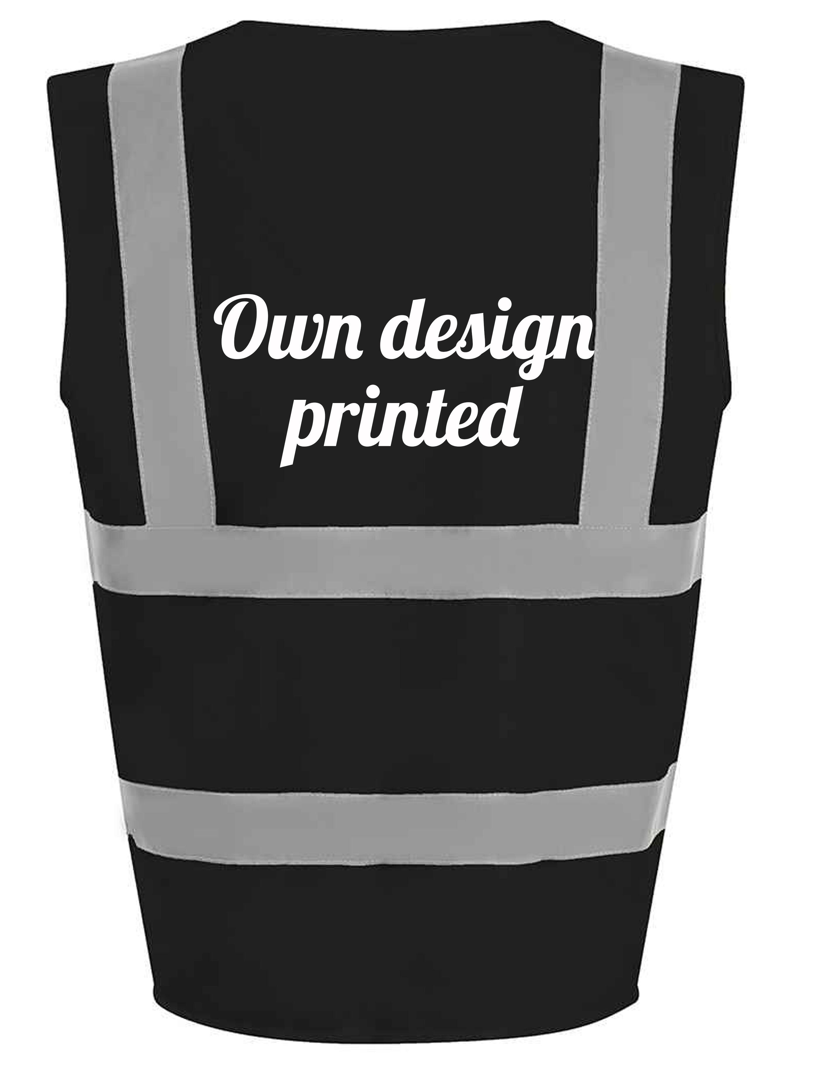 Black hi vis waistcoat plain back view