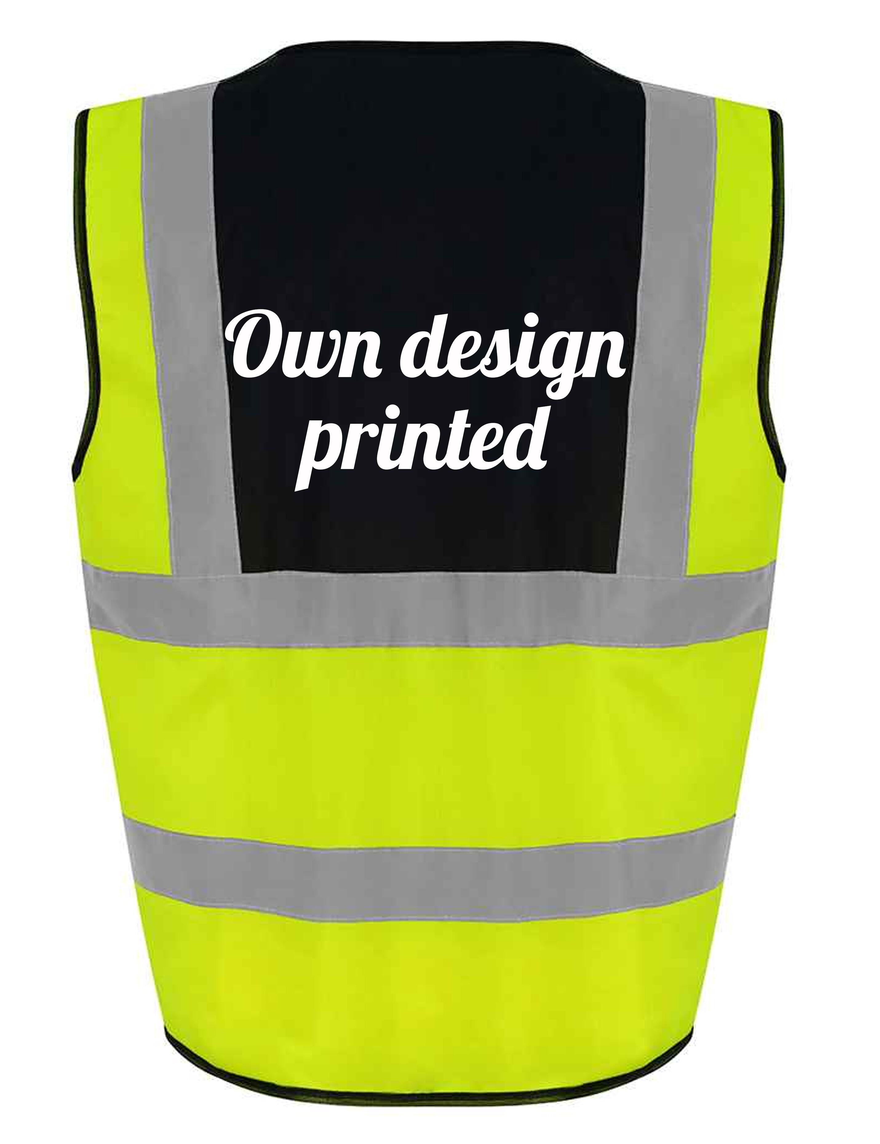 Printed High Visibility Waistcoat Yellow/Navy with logo