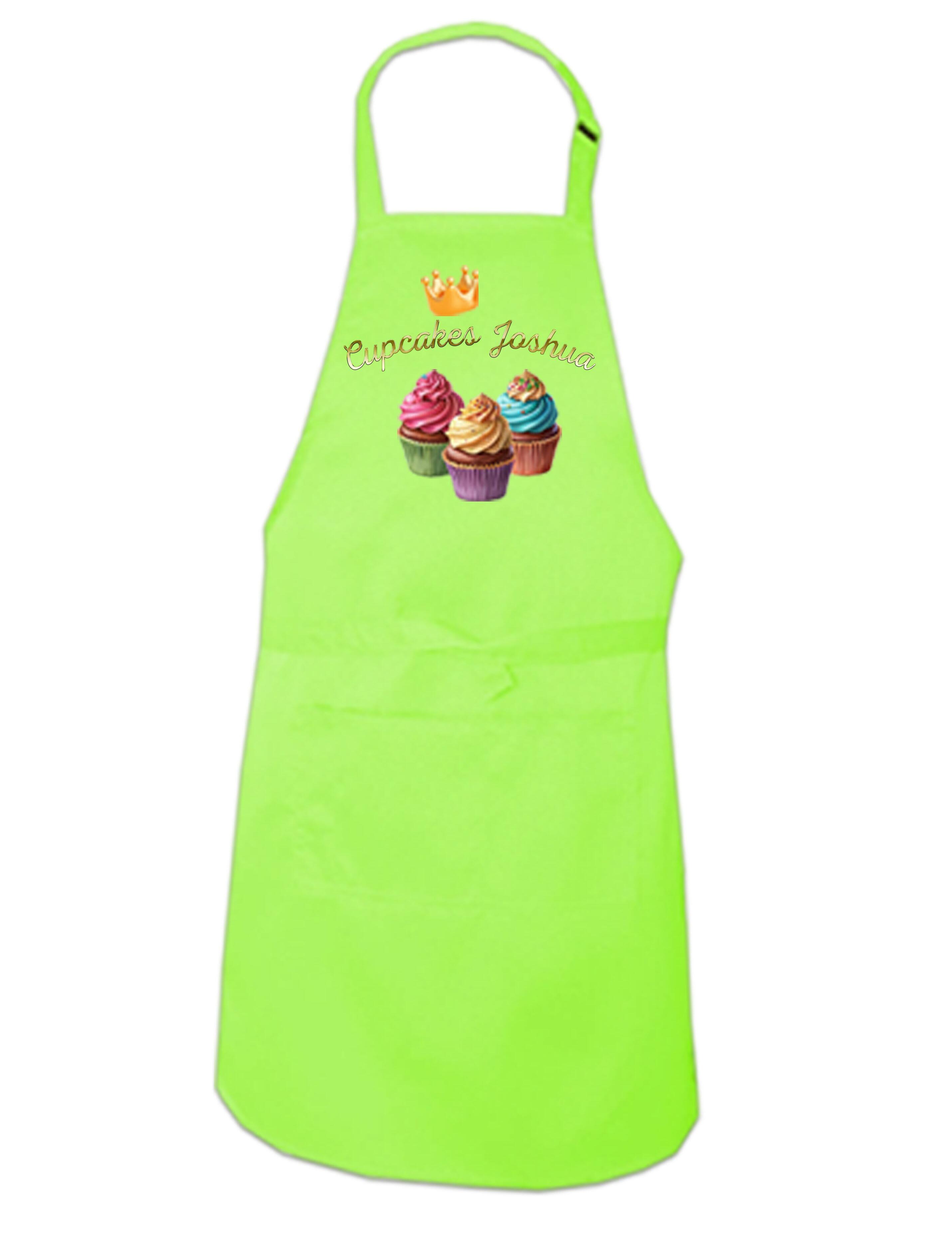 Personalised Cup Cake Kids Apron Lime