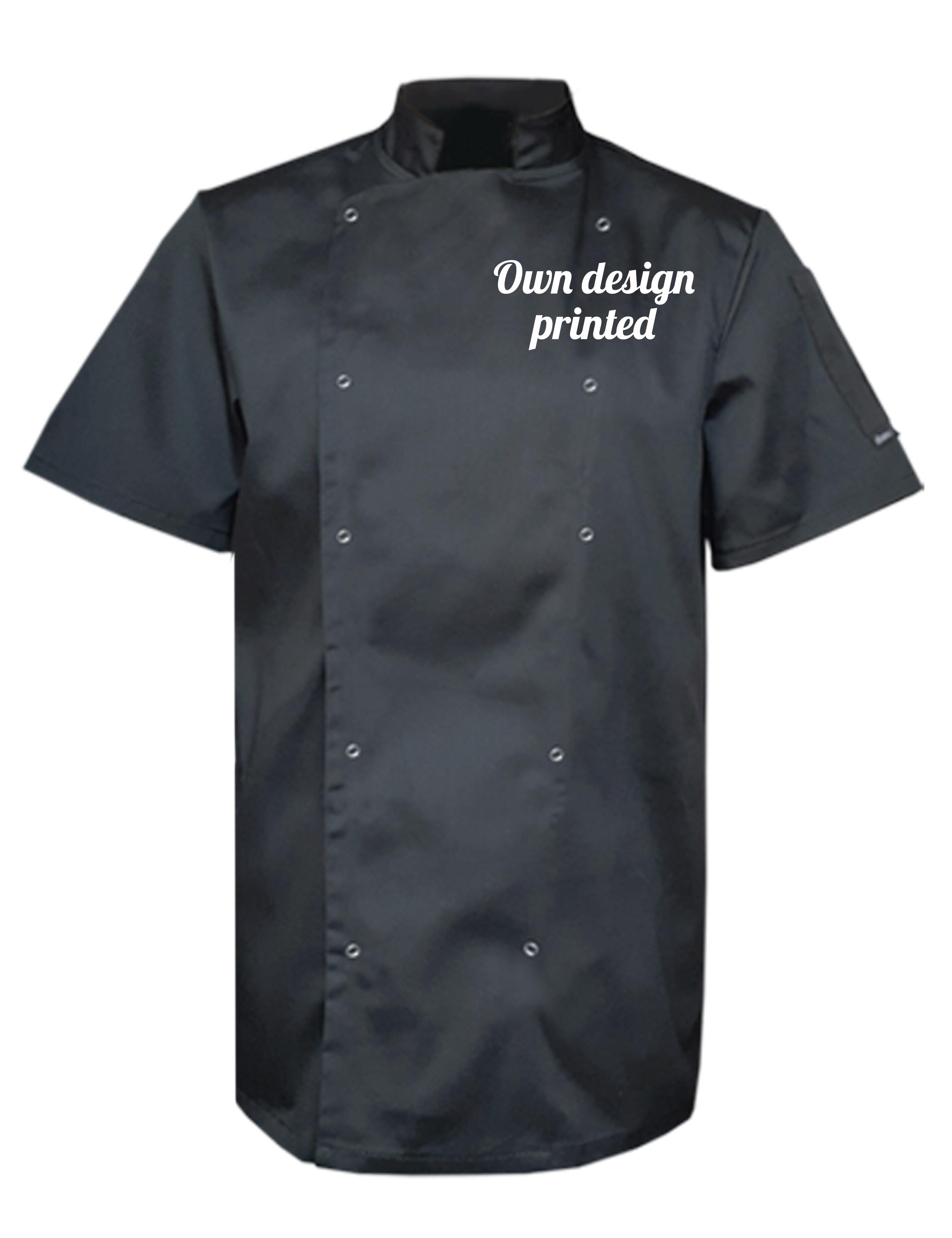 Personalised short sleeve chef's Jacket dark grey printed