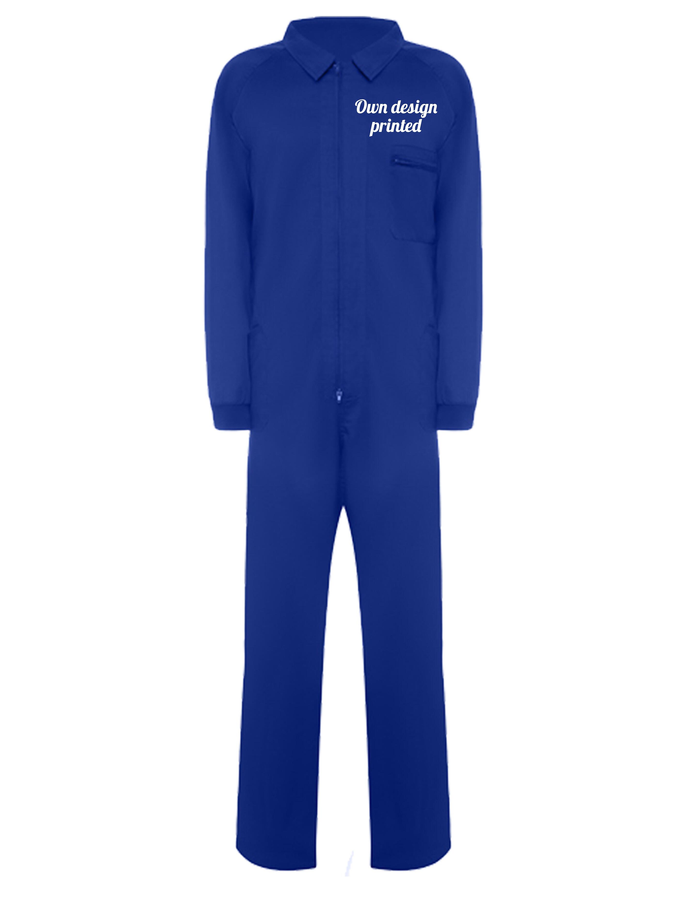 Personalised work overall royal blue with print