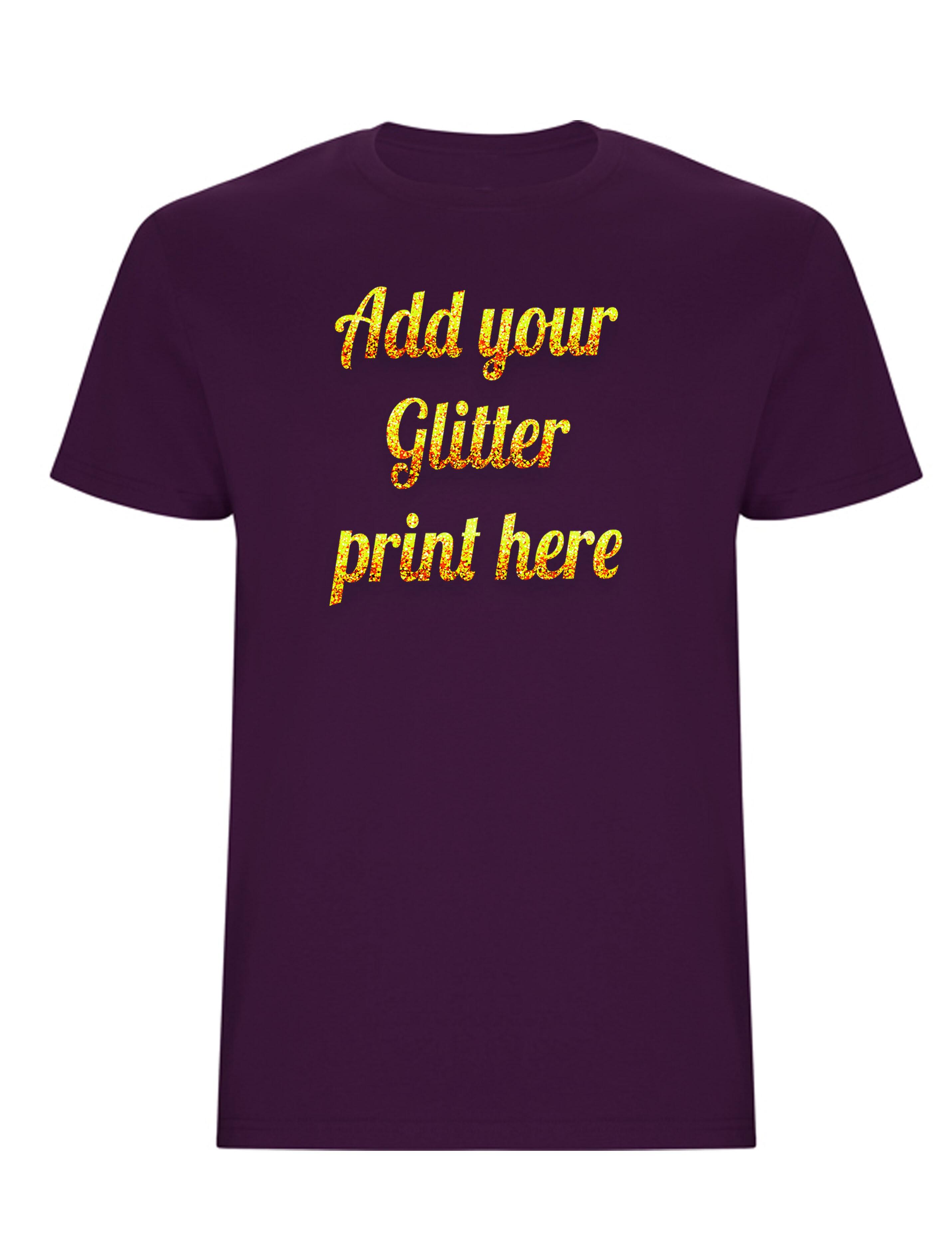Custom Glitter Printed Heavyweight Kids T-Shirt Purple