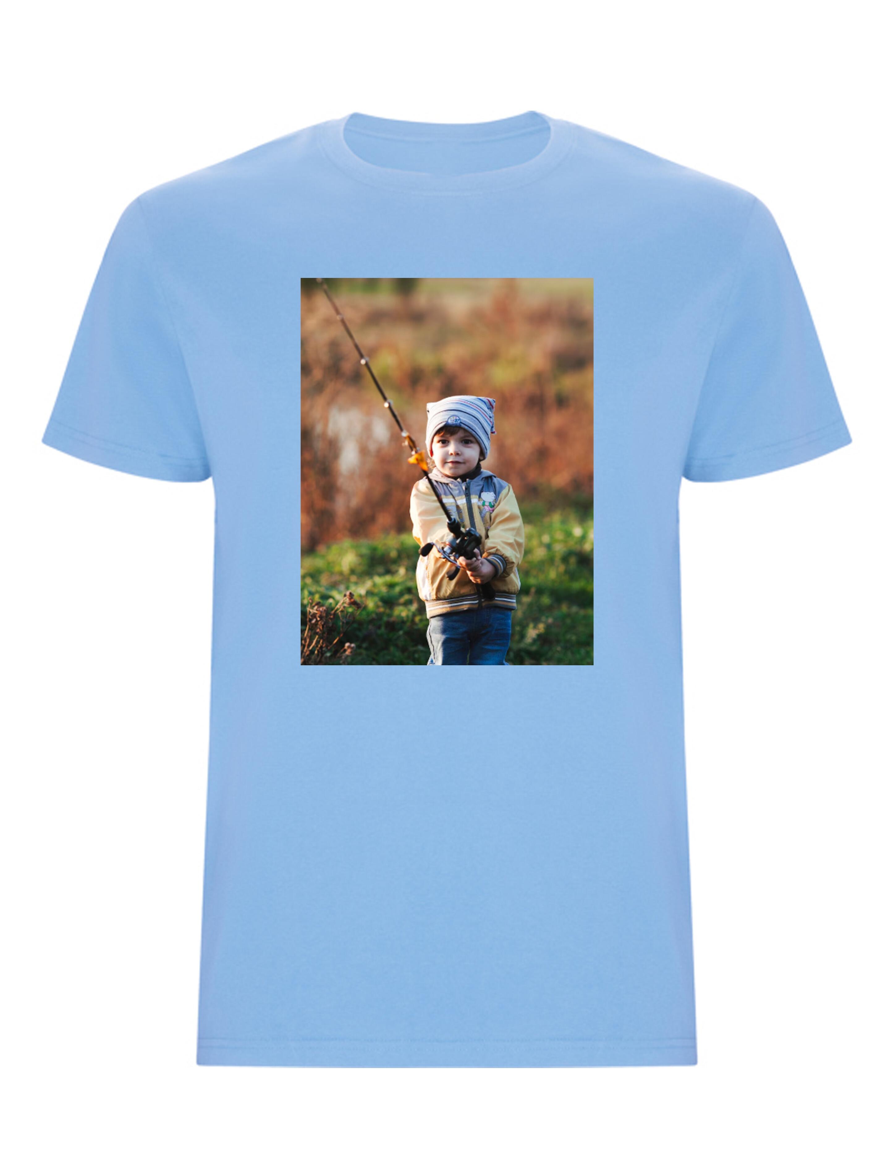 Personalised Photo Printed Heavyweight Kids T-Shirt Light Blue