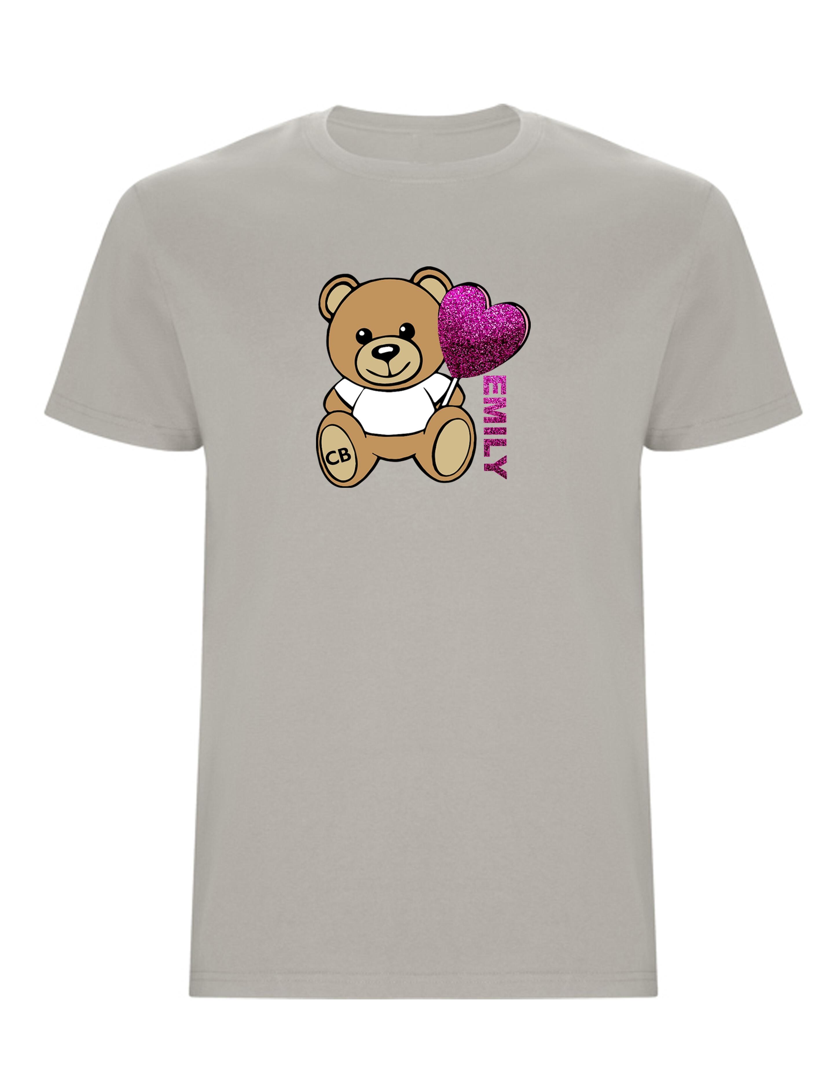 Custom Kids Bear T-Shirt Light Grey