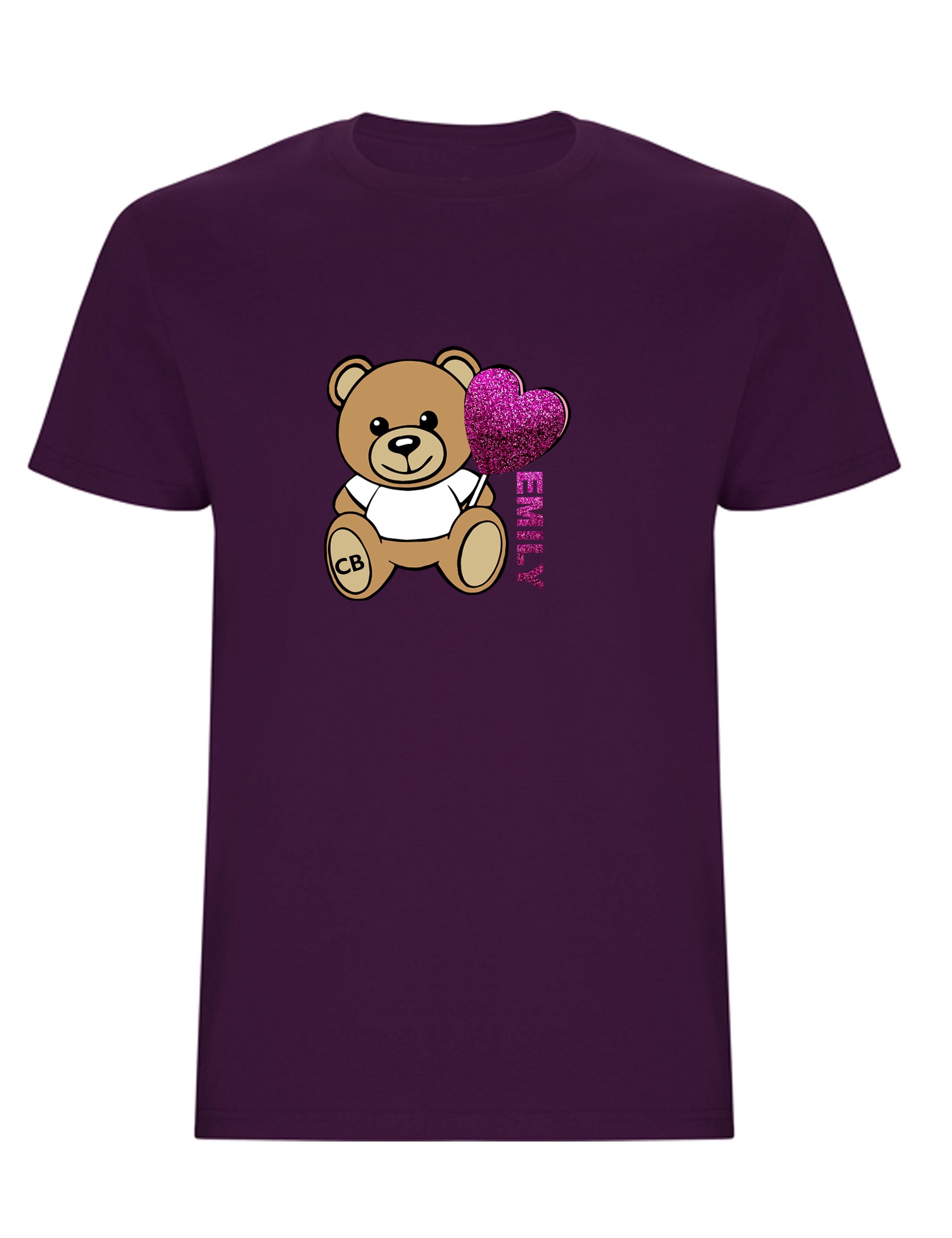 Custom Kids Bear T-Shirt Purple