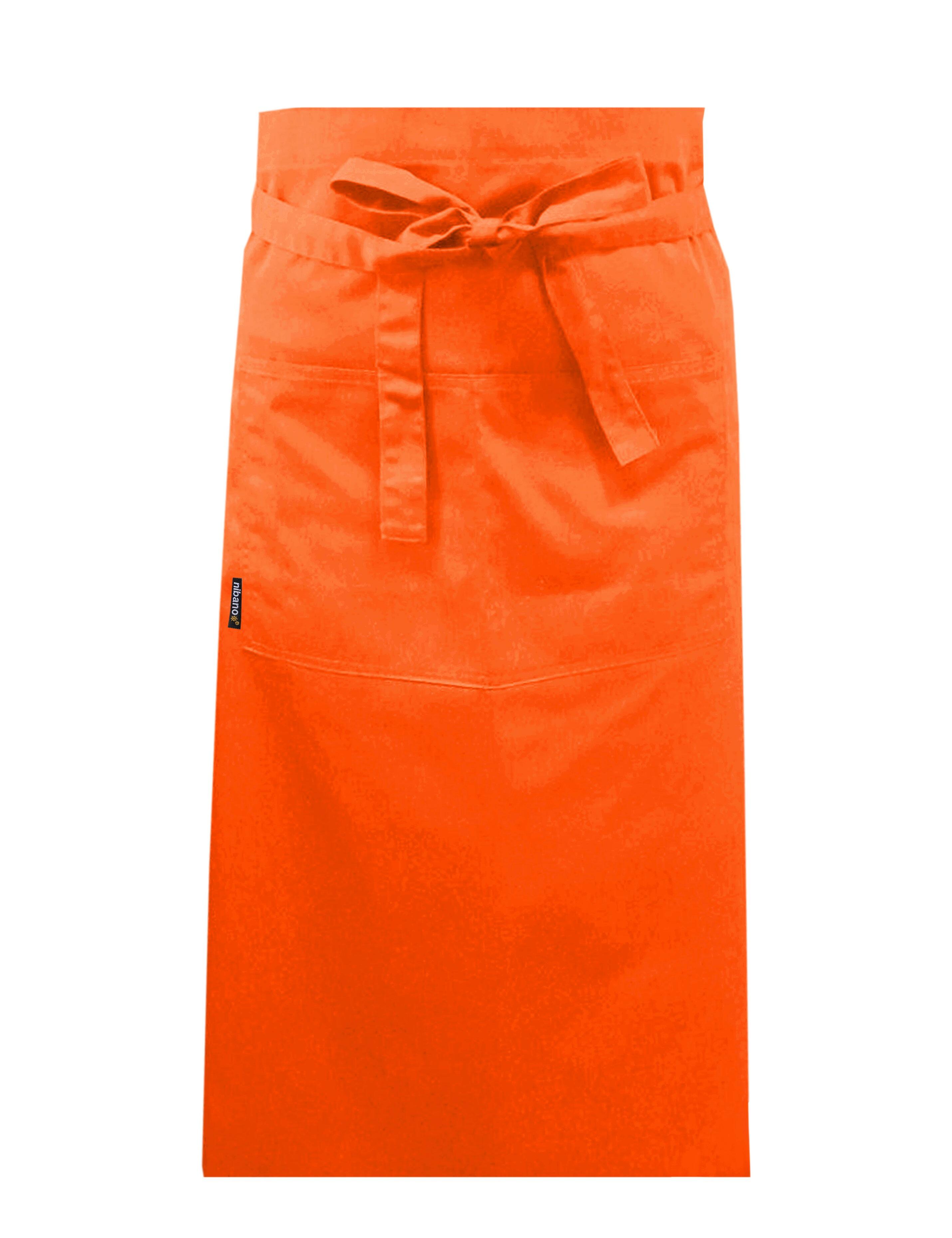 Nibano Long Waist Apron with pockets Orange
