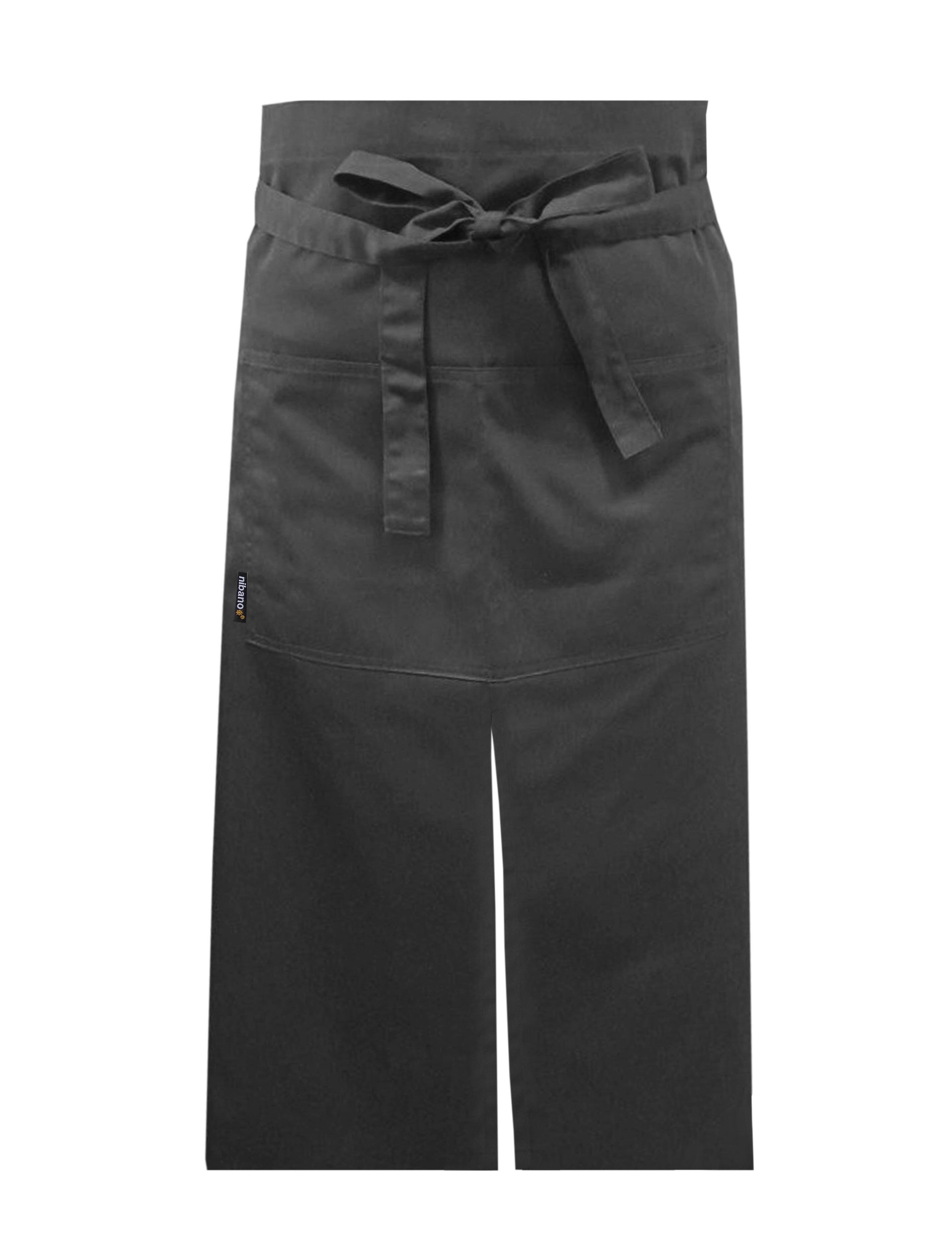 Nibano long waist apron with split dark grey