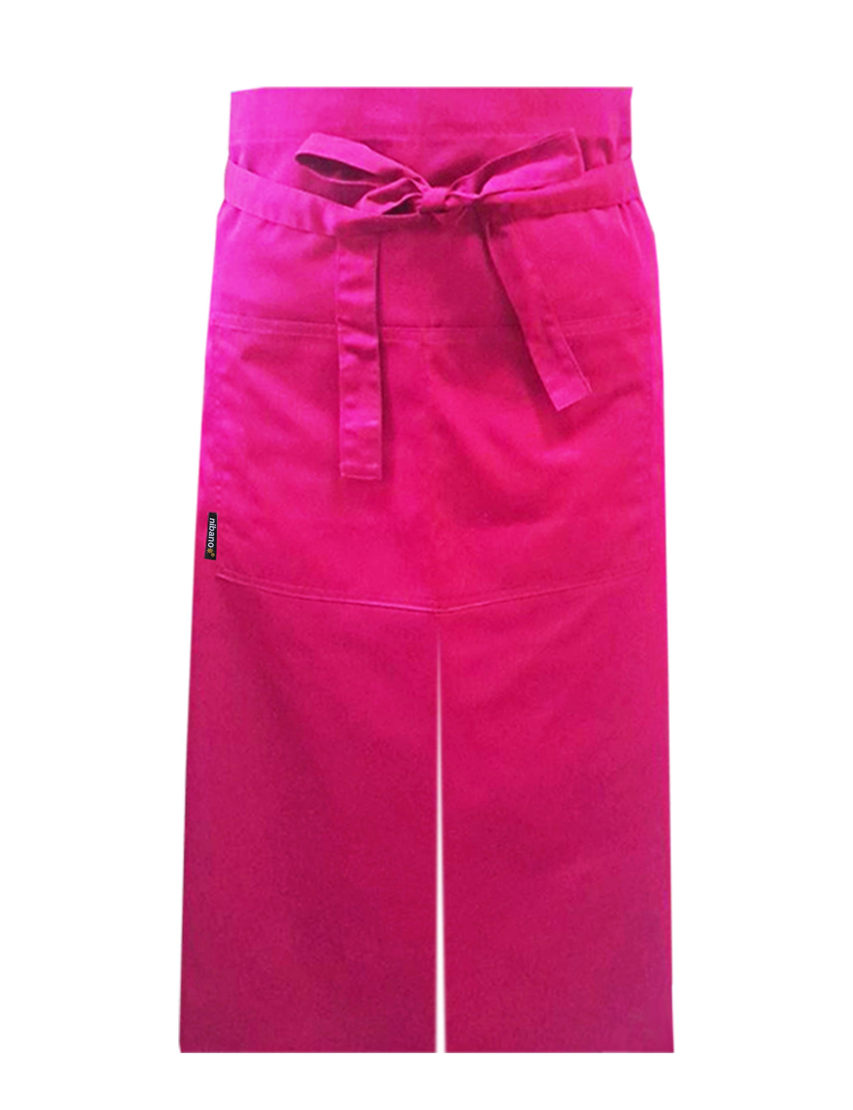 Nibano long waist apron with split hot pink