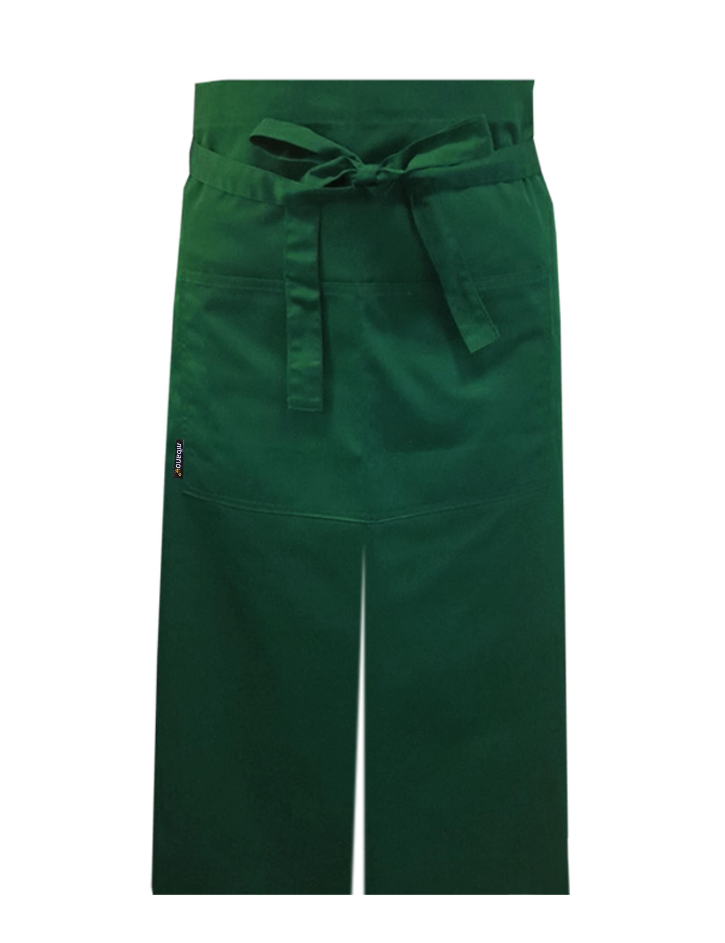 Nibano long waist apron with split kelly green