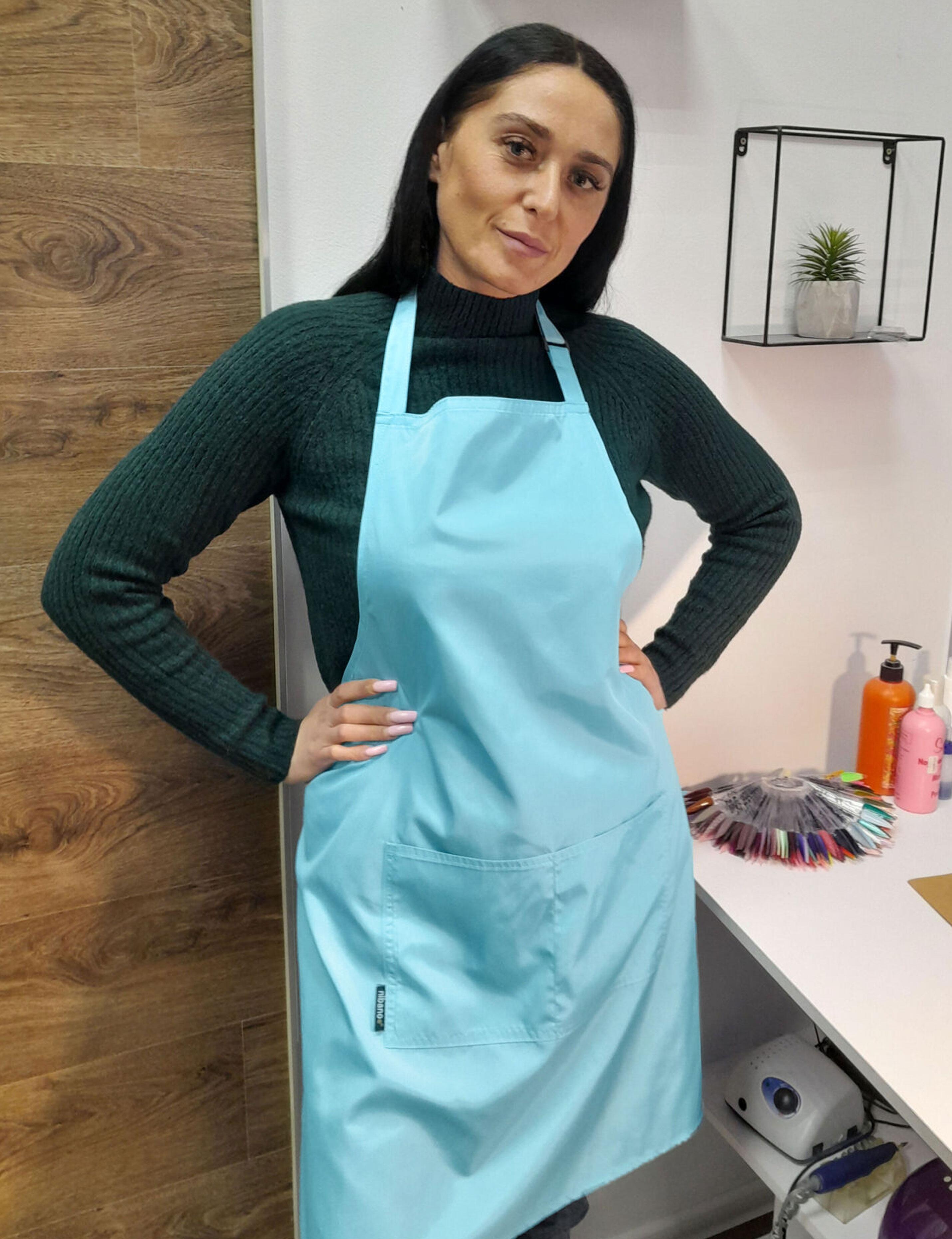Professional aqua blue salon apron waterproof