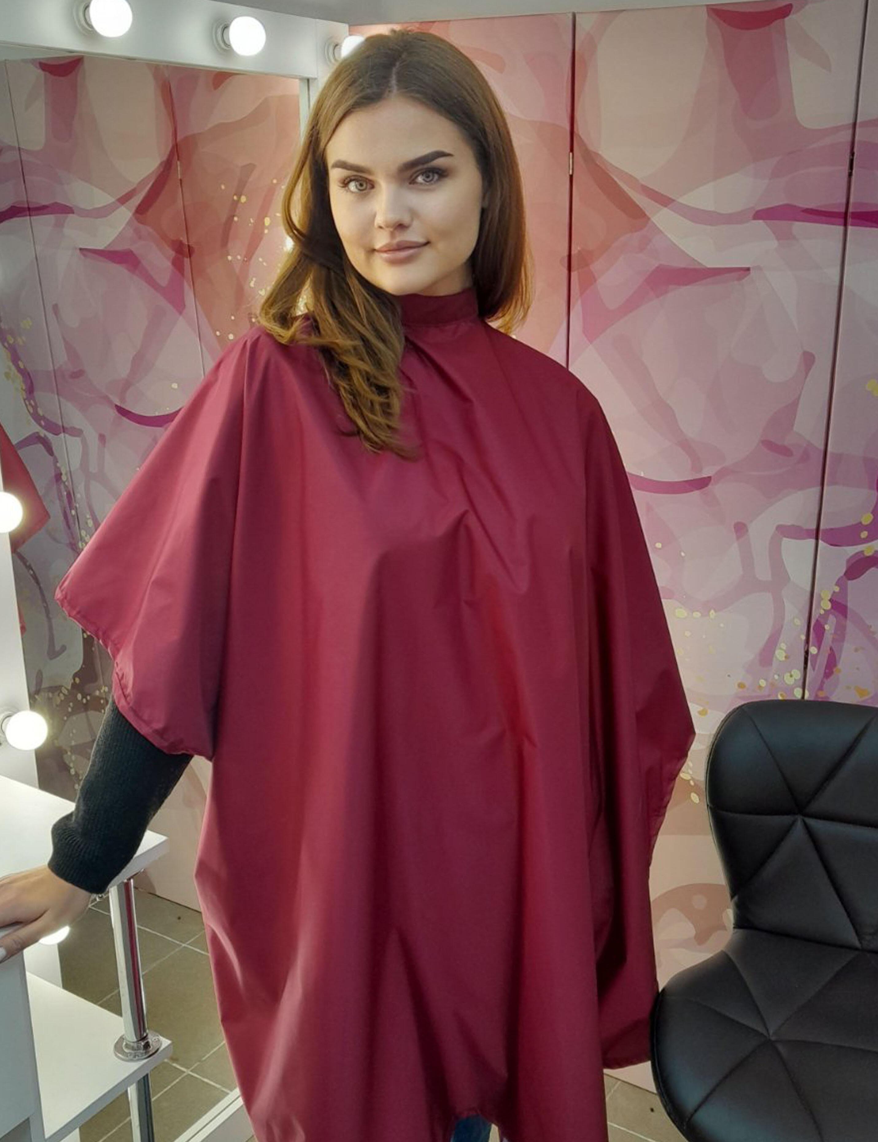 Washable hairdressing gown burgundy