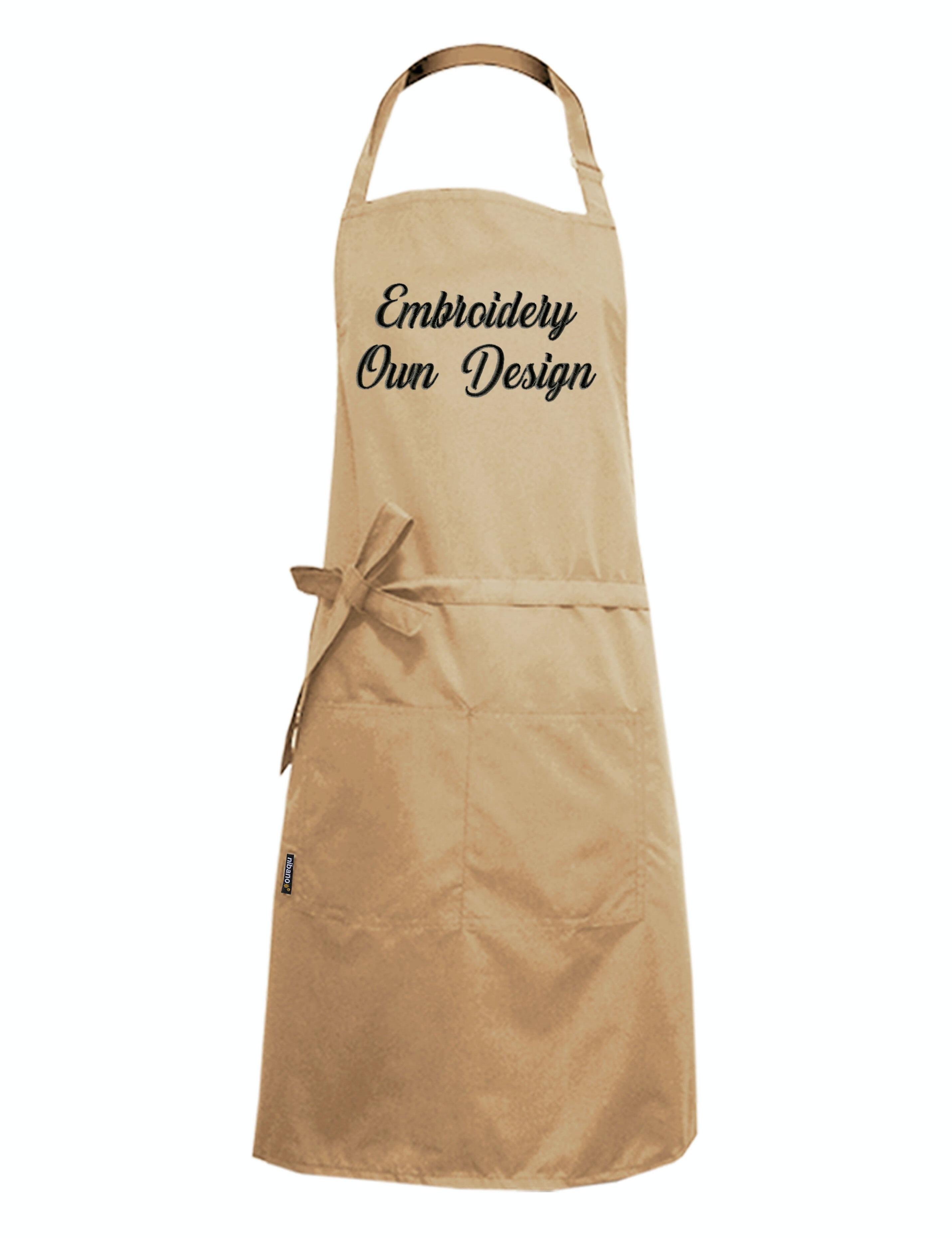 Nibano embroidered cappuccino waterproof grooming and hair salon apron plus size