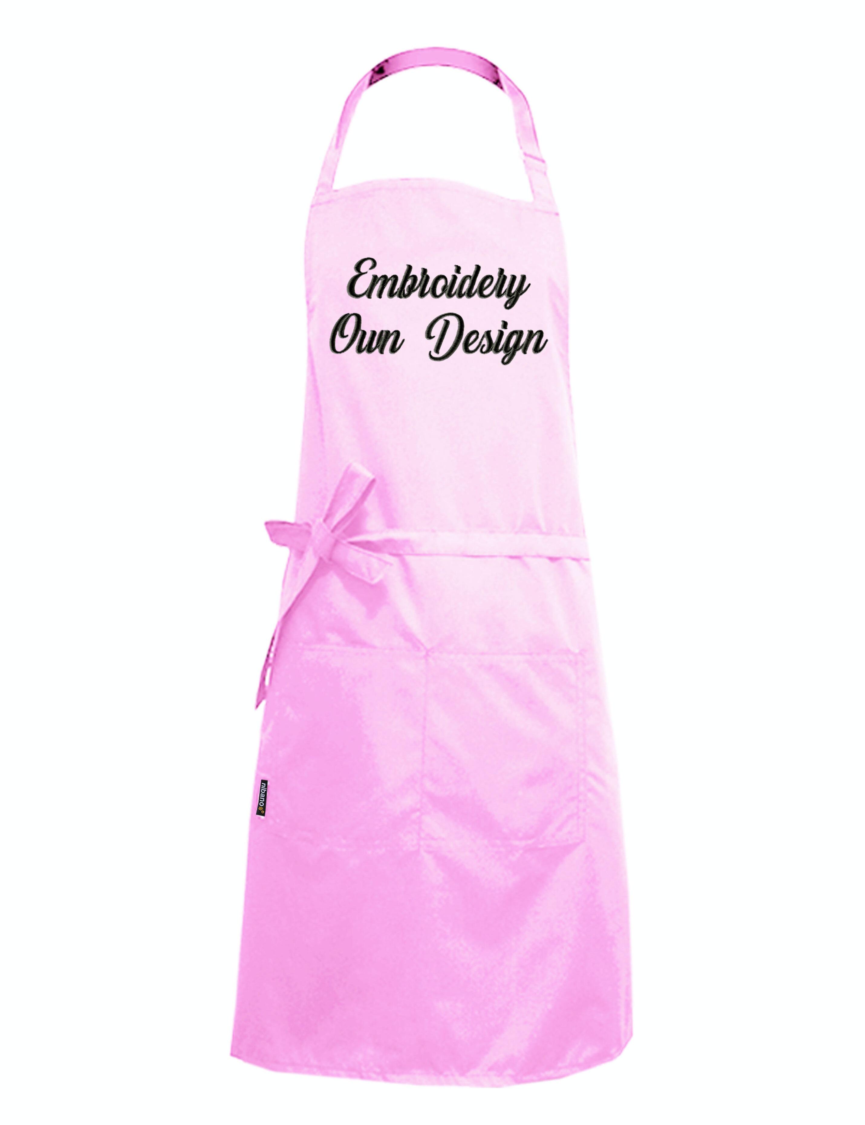 Nibano embroidered pink waterproof grooming and hair salon apron plus size