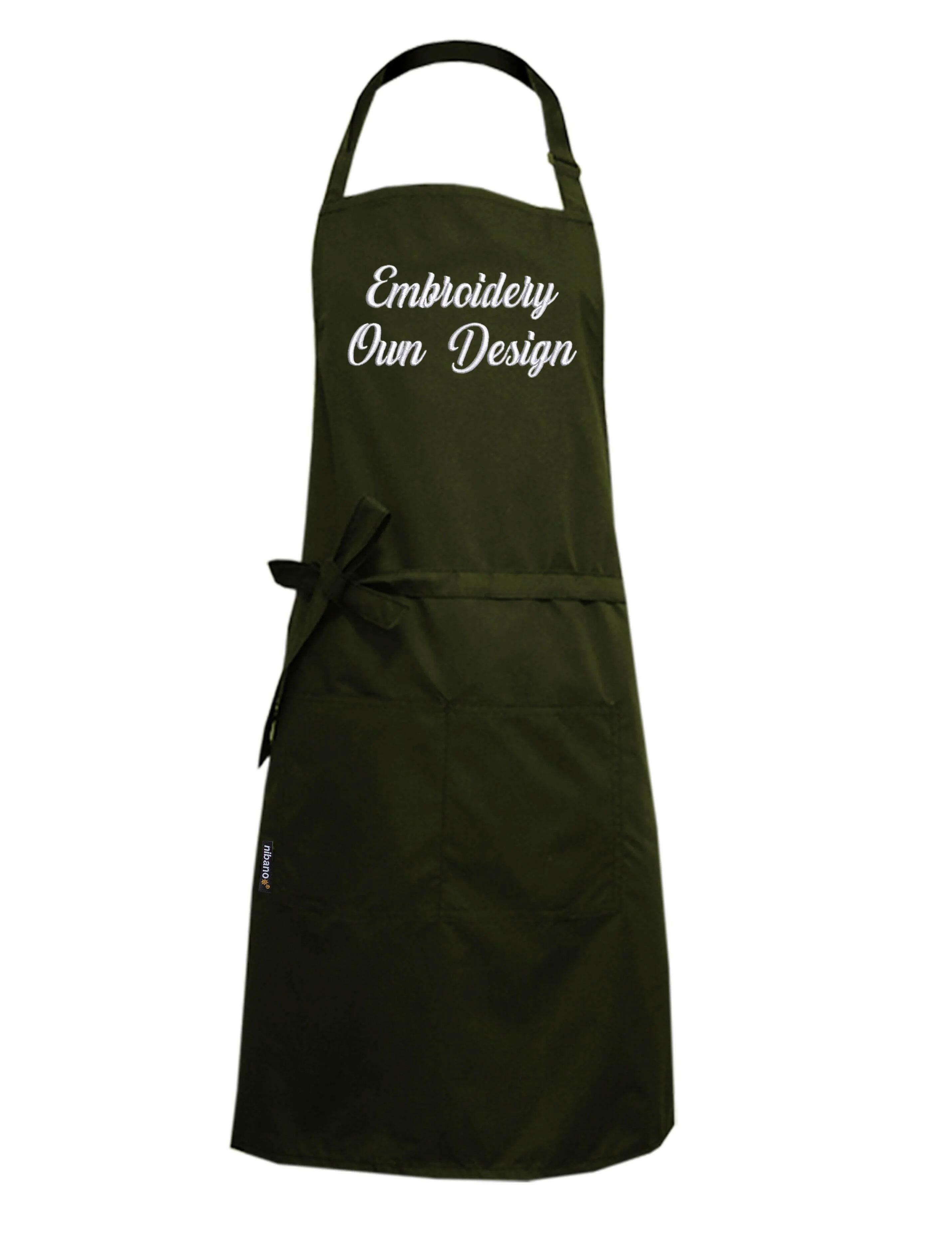 Nibano embroidered vintage green waterproof grooming and hair salon apron plus size
