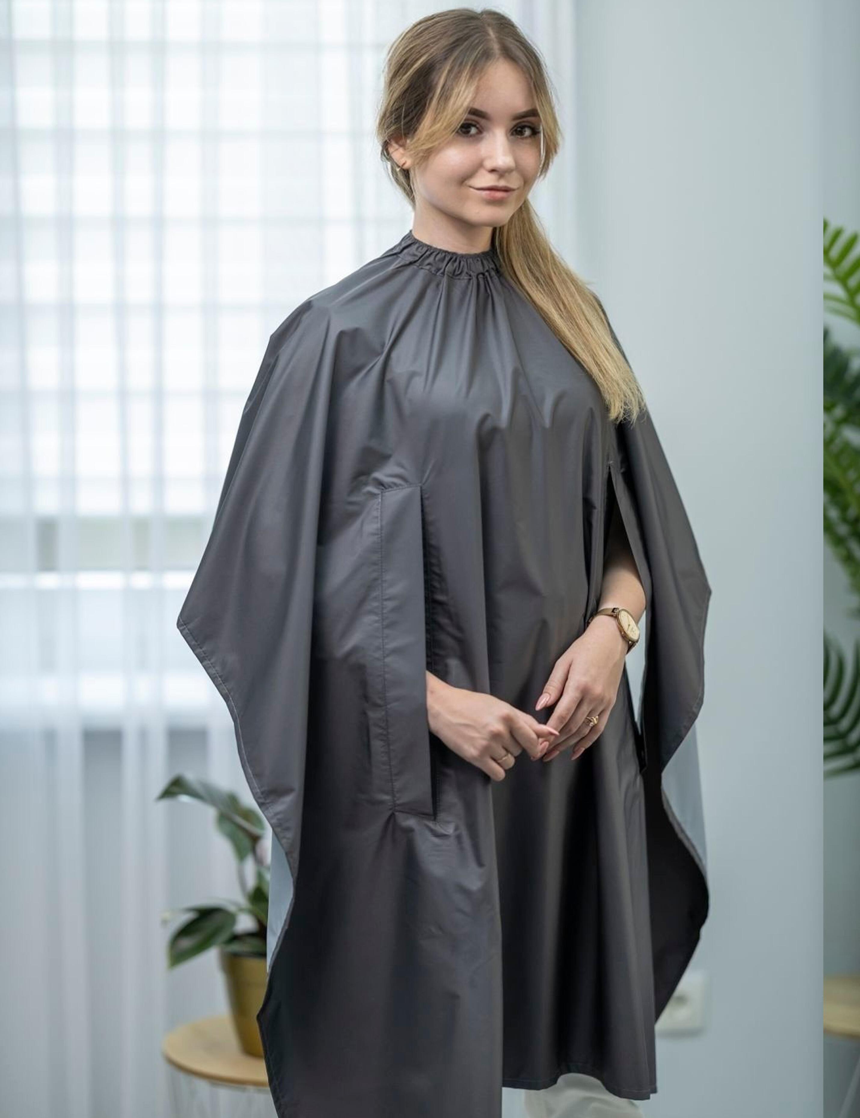 Nibano Hairdressing gown with hand slits dark grey with clips