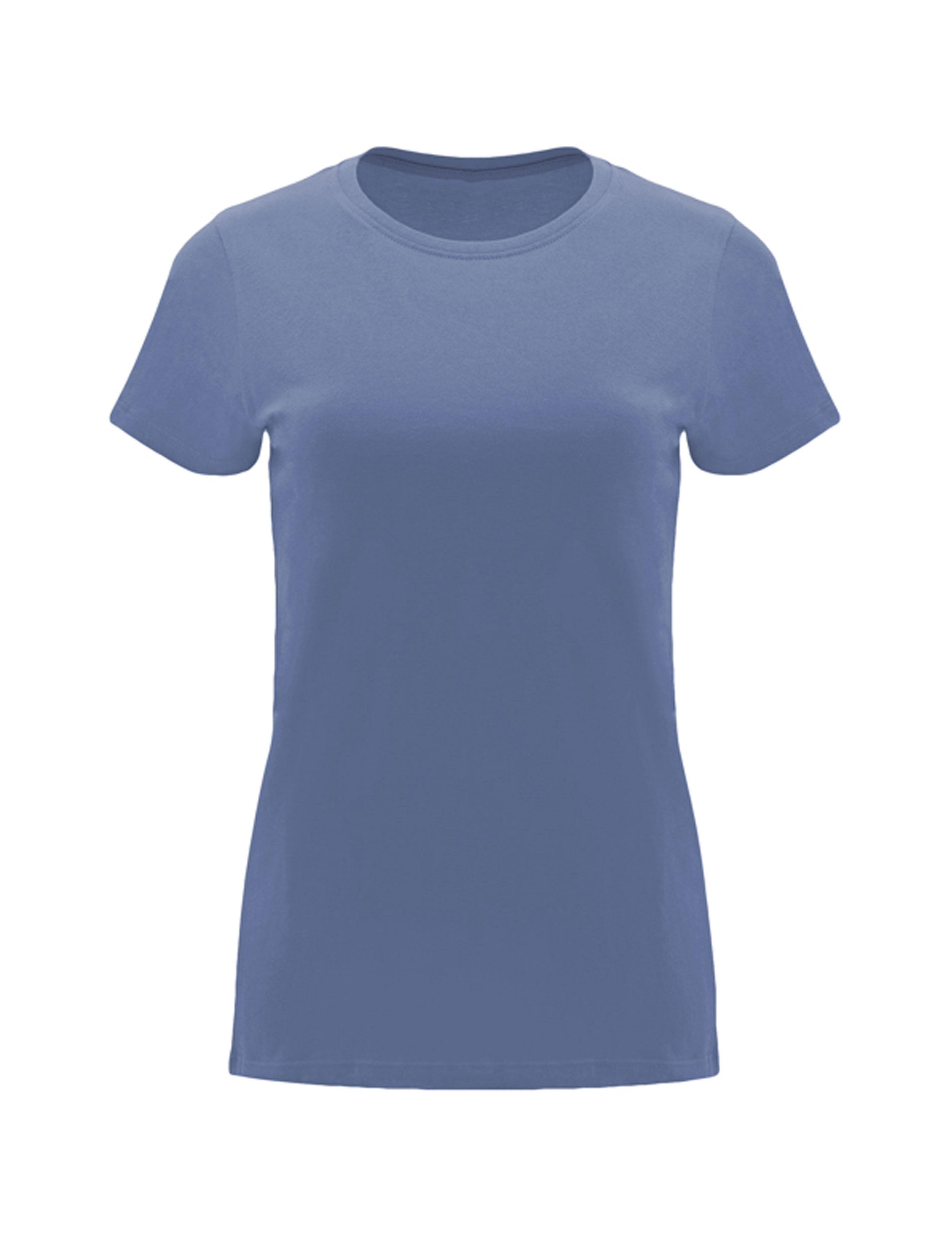 Plain denim blue women's T-shirt heavyweight cotton