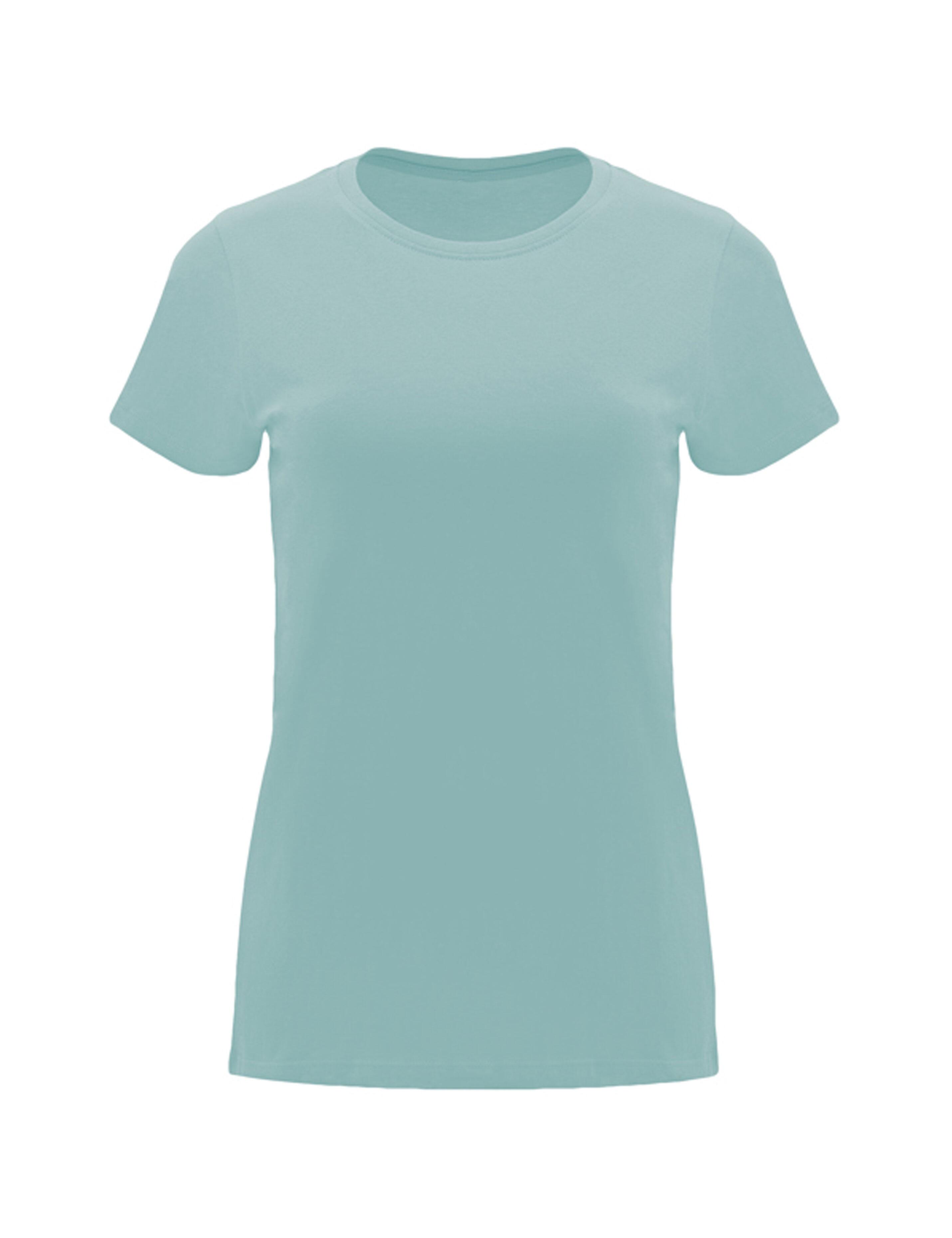 Plain washed blue women's T-shirt heavyweight cotton