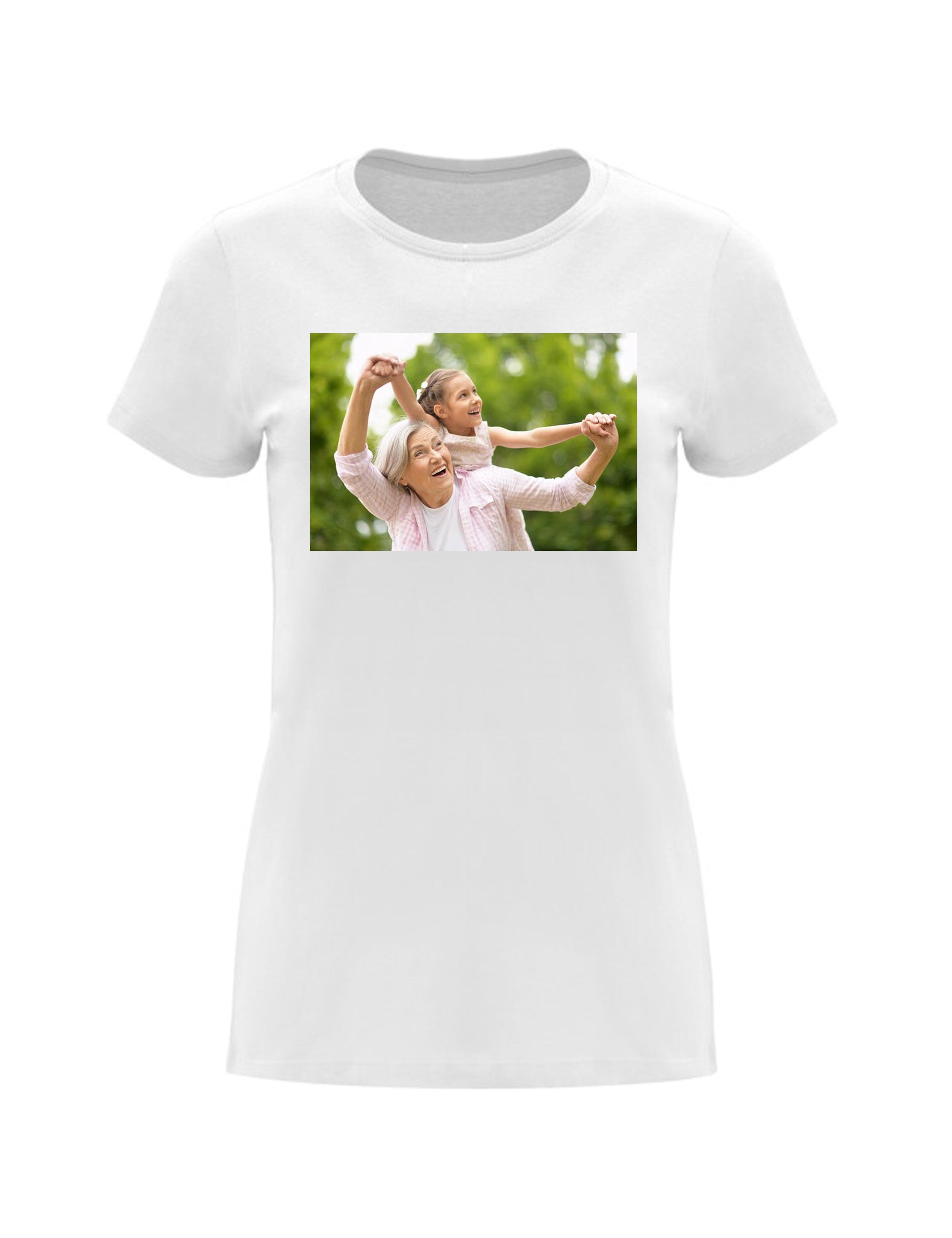 Photo Printed Heavyweight Women's Short Sleeve T-Shirt White
