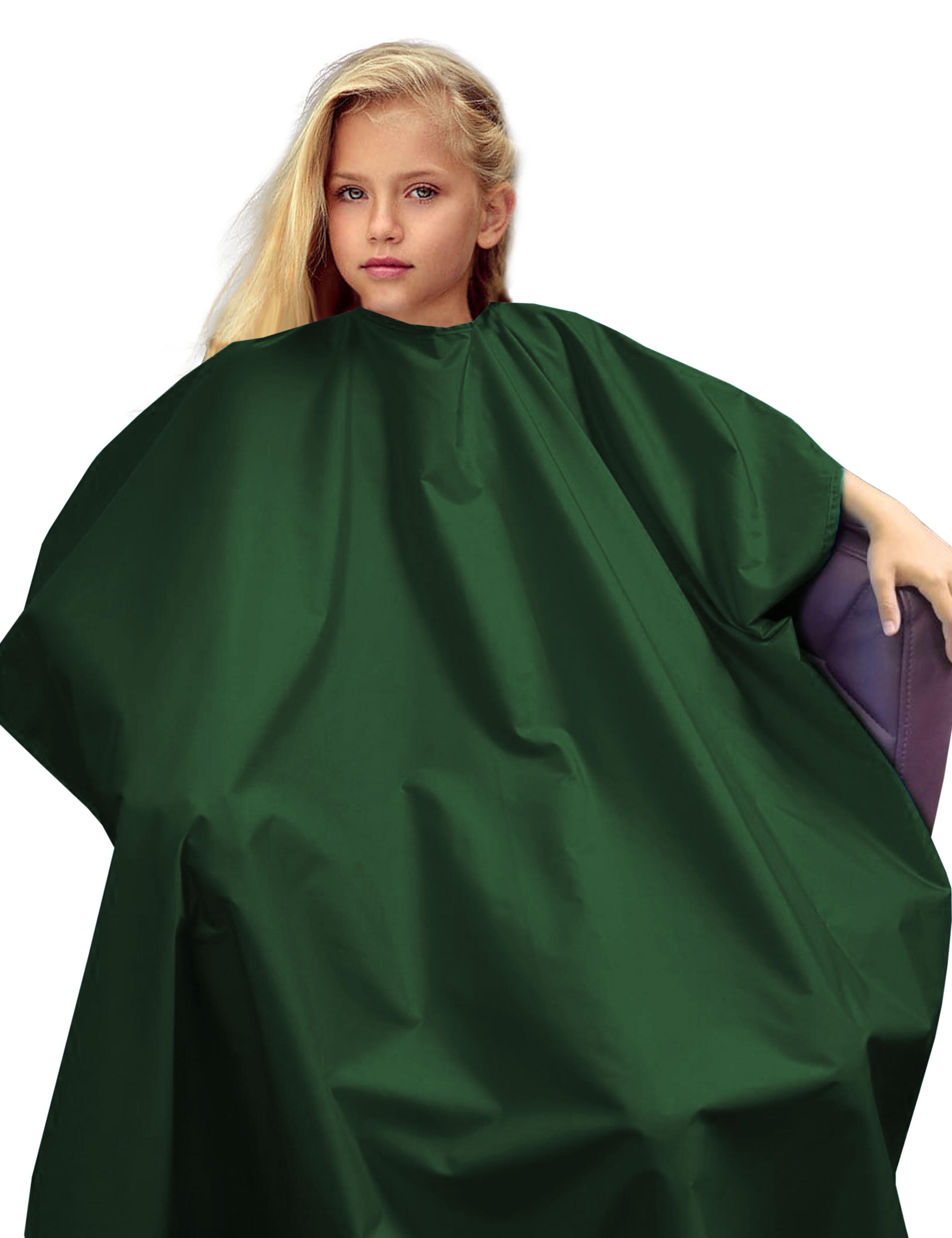 Bottle Green kids haircut cape with adjustable closure