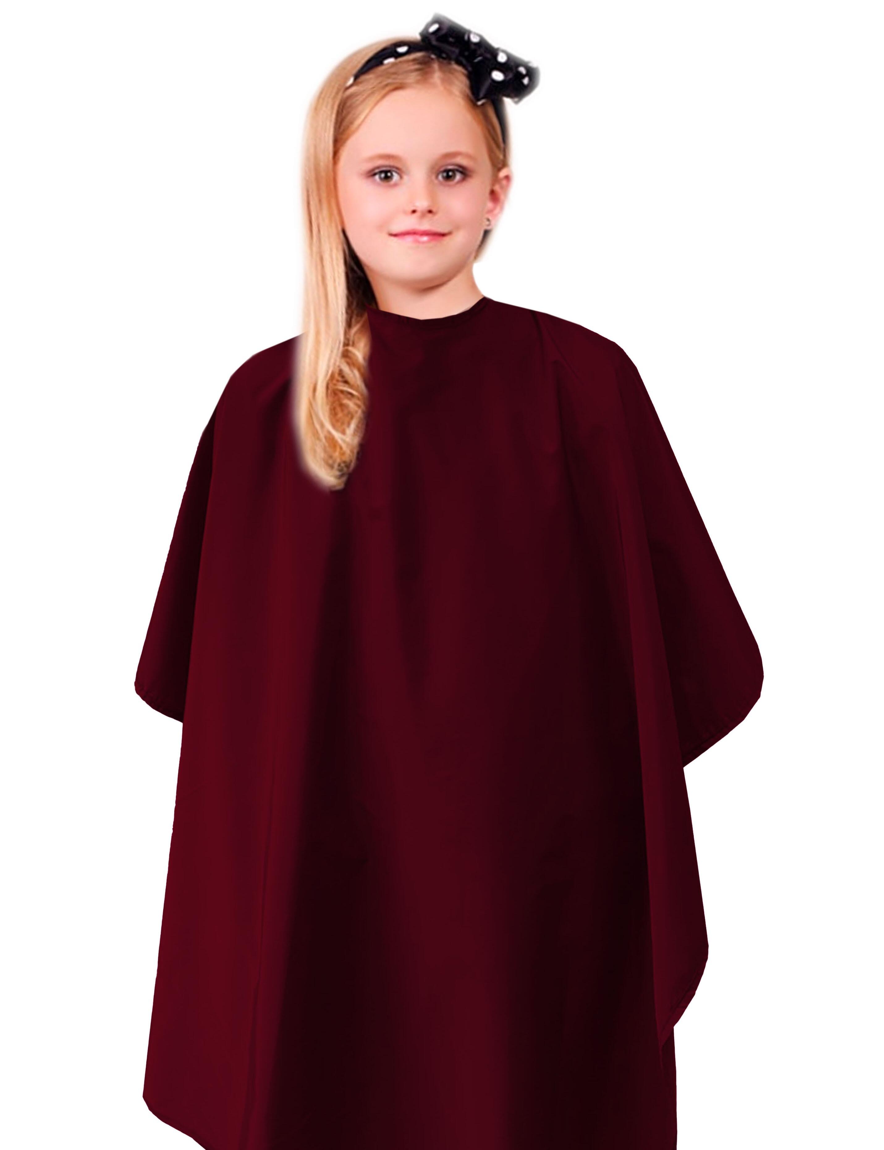 Burgundy kids haircut cape with adjustable closure
