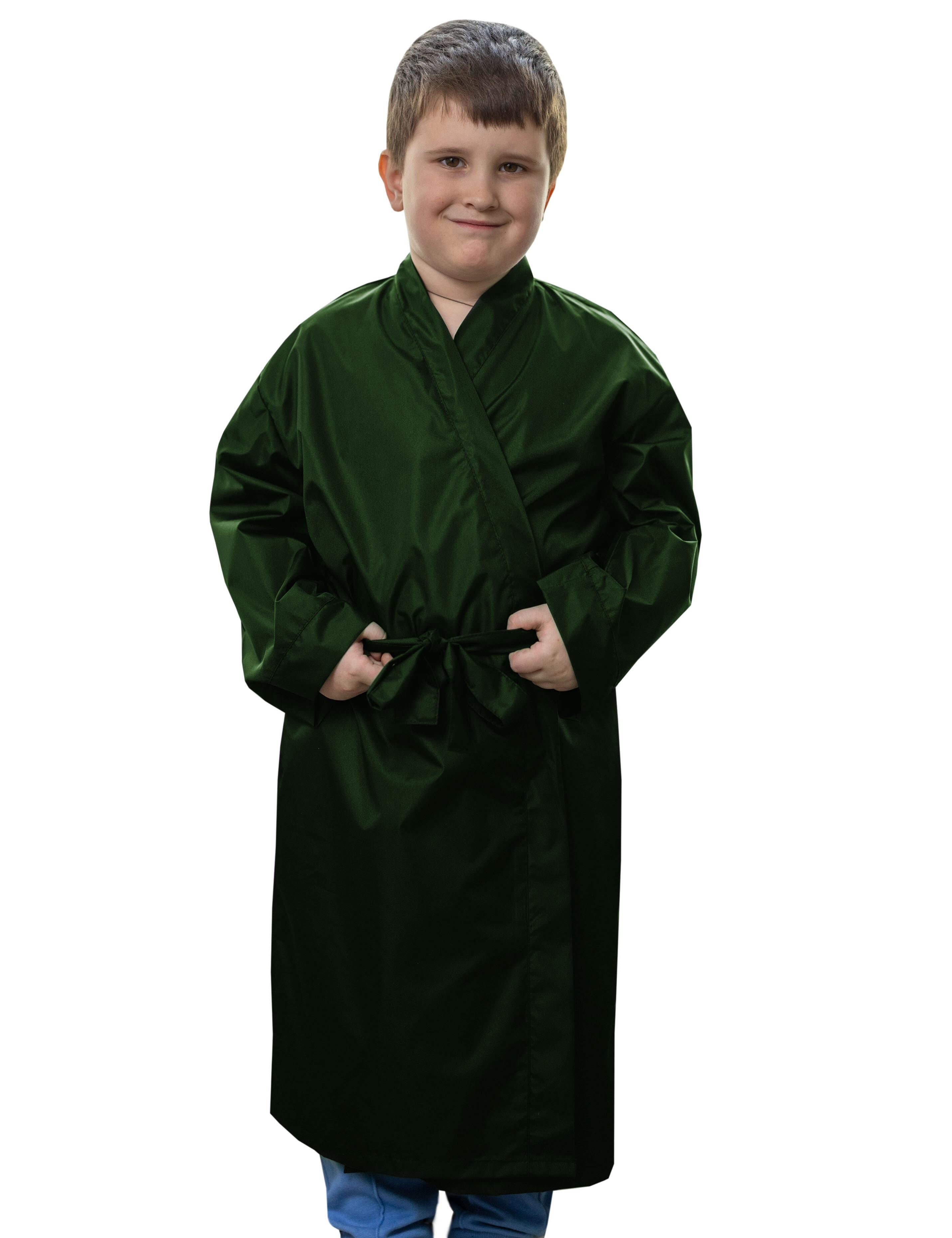 Water-resistant children's kimono robe for hairdressing, Bottle Green