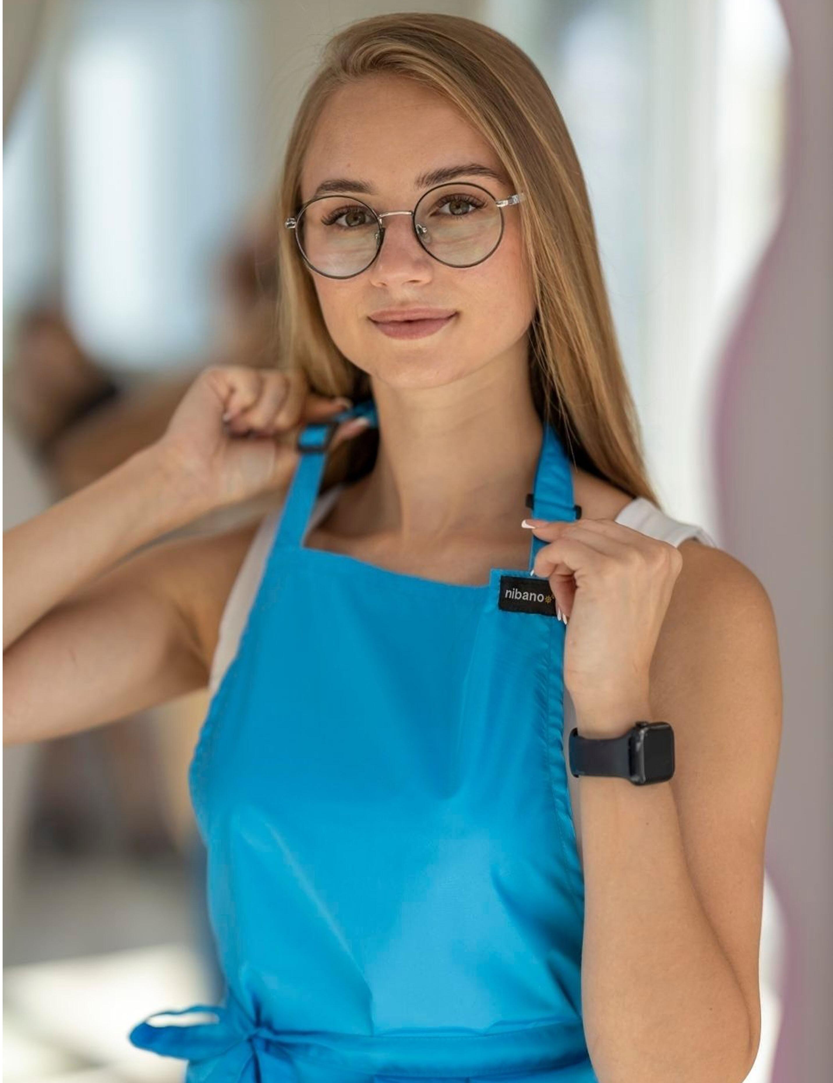 Waterproof hairdressing apron turquoise color Nibano