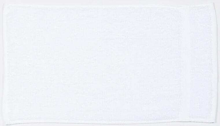 Custom embroidered white guest towel personalised in house in Greenock UK