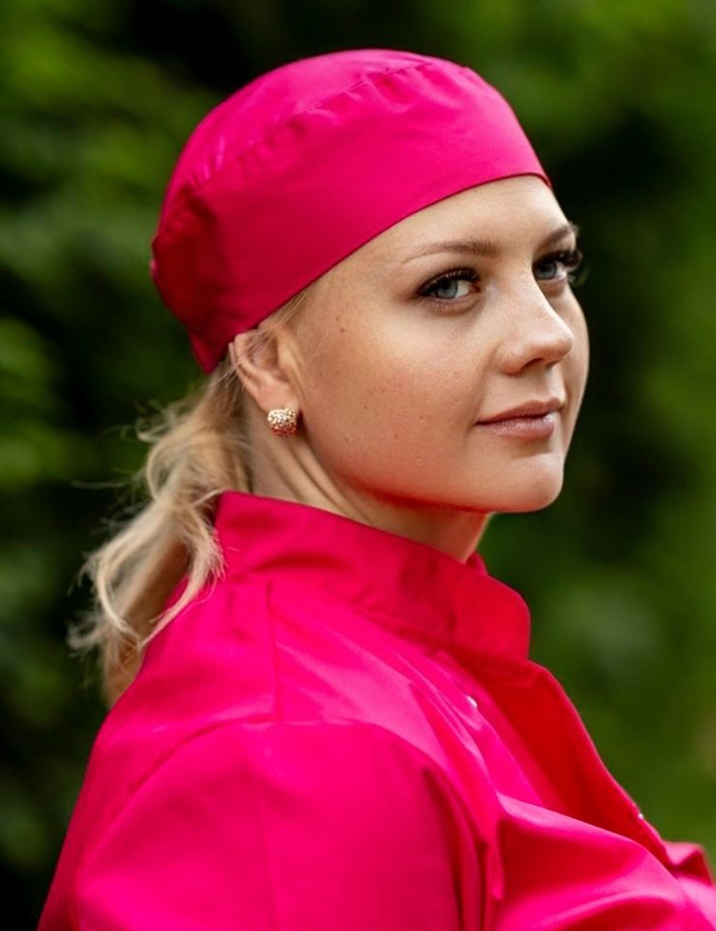 Hot Pink chef skull cap suitable for embroidery or print