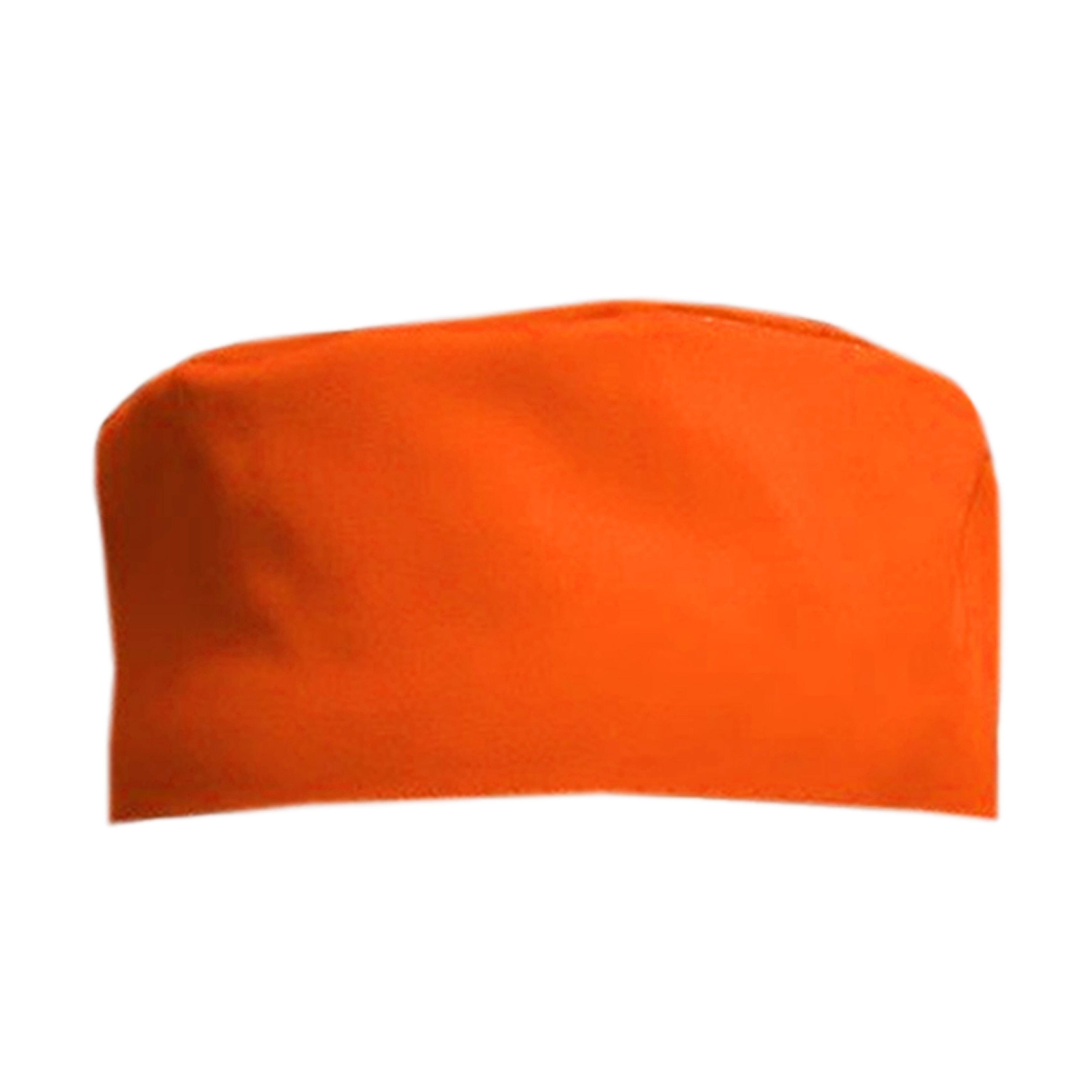 Orange culinary skull cap for chefs and kitchen staff