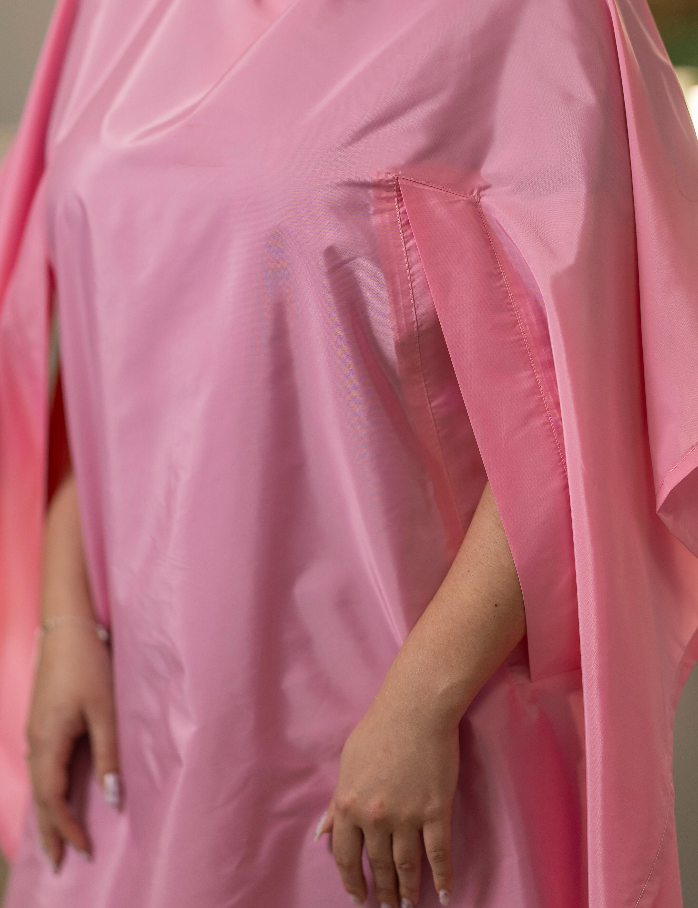 Professional pink salon gown with hand openings plain or embroidered