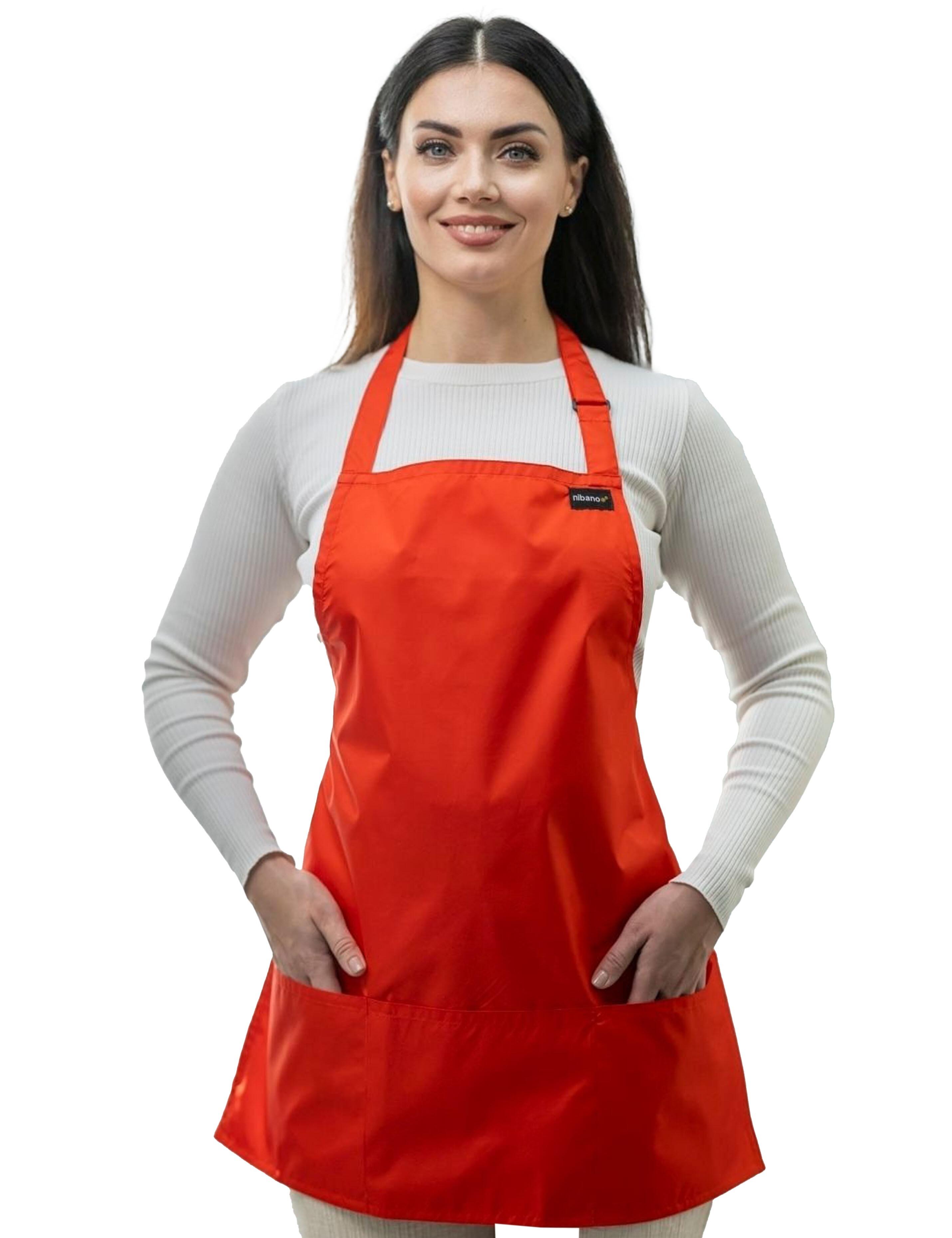 Red Waterproof Work Apron Plain Printed or Embroidered